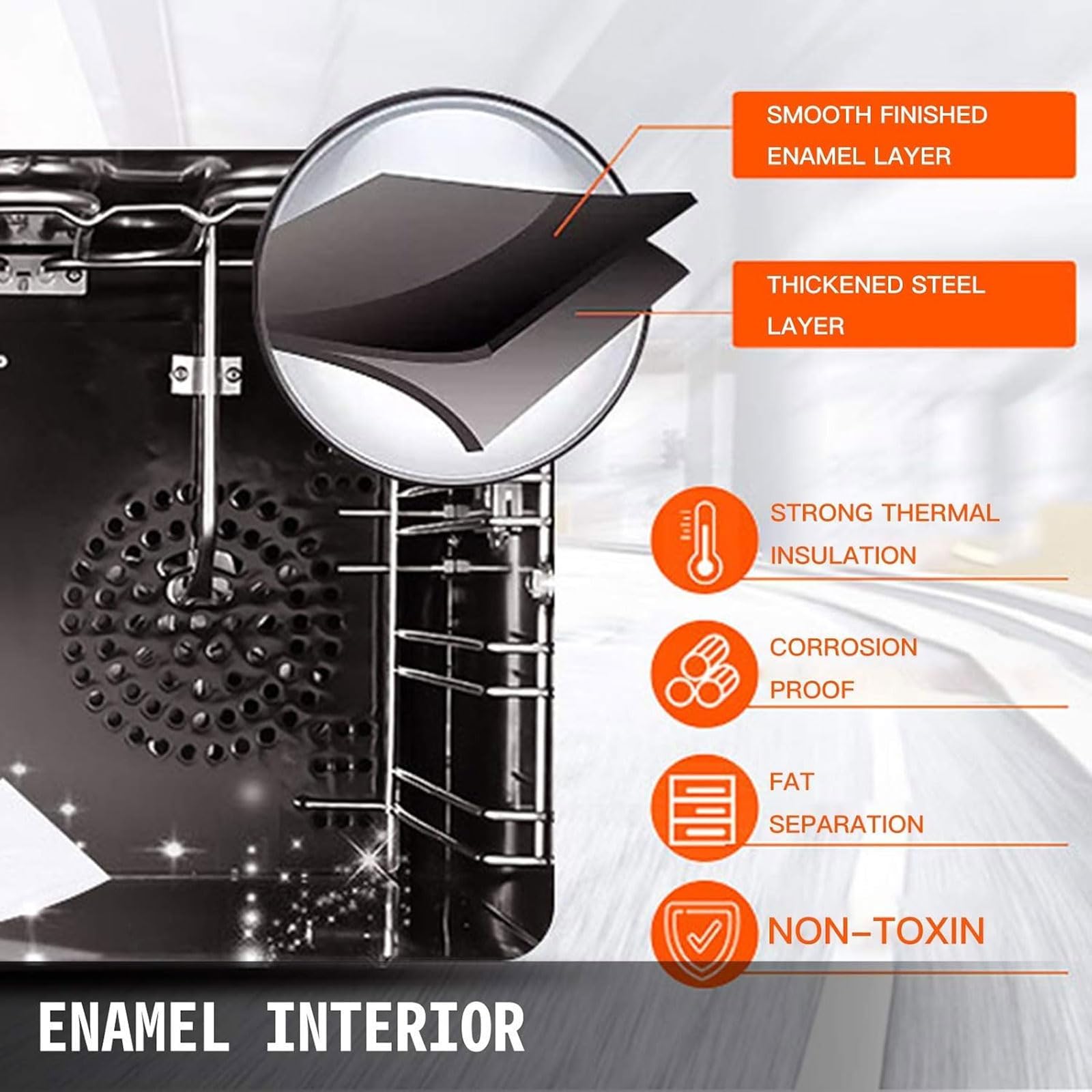 Forno a Convezione da Banco da 60 Litri, Forno Elettrico Commerciale a 4 Livelli da 4500 W con Controllo della Temperatura da 0 a 350 ℃, Pannello di Controllo Intelligente, per Pane, Anatra Arrosto