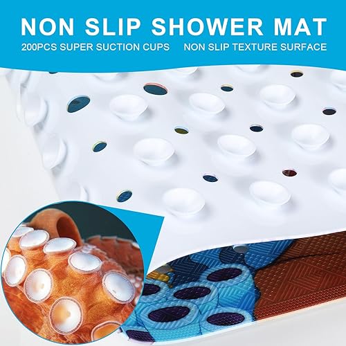 Miniatura 3 de XIYUNTE Tapete de baño para bebé, para niños, 40 x 16 pulgadas, extralargo y antideslizante, de caricaturas, para tina o ducha, con ventosas