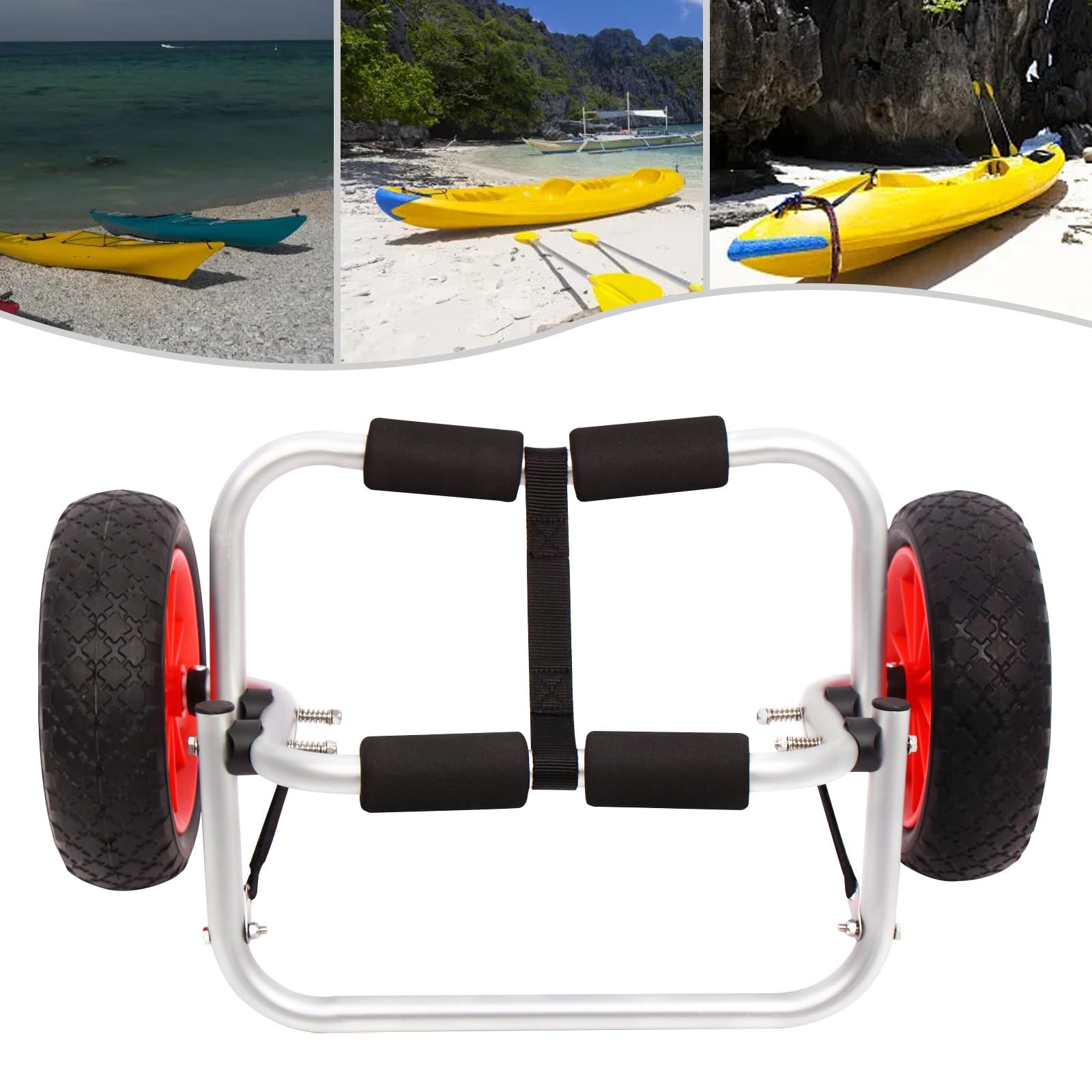 Carrito de kayak Transporte Carrito de canoa Plegable Barco Kayak Barco Plegable Canoa Accesorios para Barcos Neumáticos y Remolques, etc