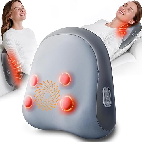 Shiatsu Back and Neck Massager with Heat – Deep Kneading Massage Pillow for Relaxation – Corded Design for Full Body Use – Gift for Loved Ones