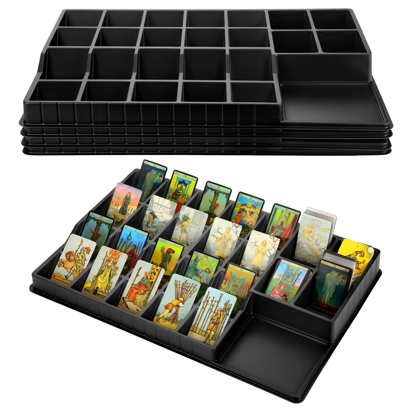 Geetery Confezione da 4 vassoi per ordinare carte da gioco, organizer per carte da gioco (58 x 38 cm, 24 slot)