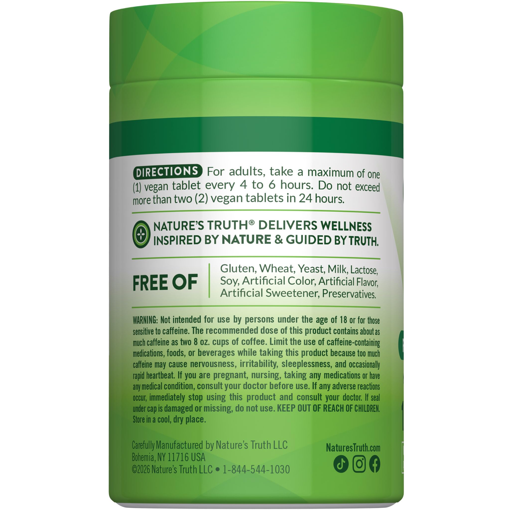 Nature's Truth Caffeine Pills | 220mg | 120 Count | with Green Tea Extract — Amazon image 7