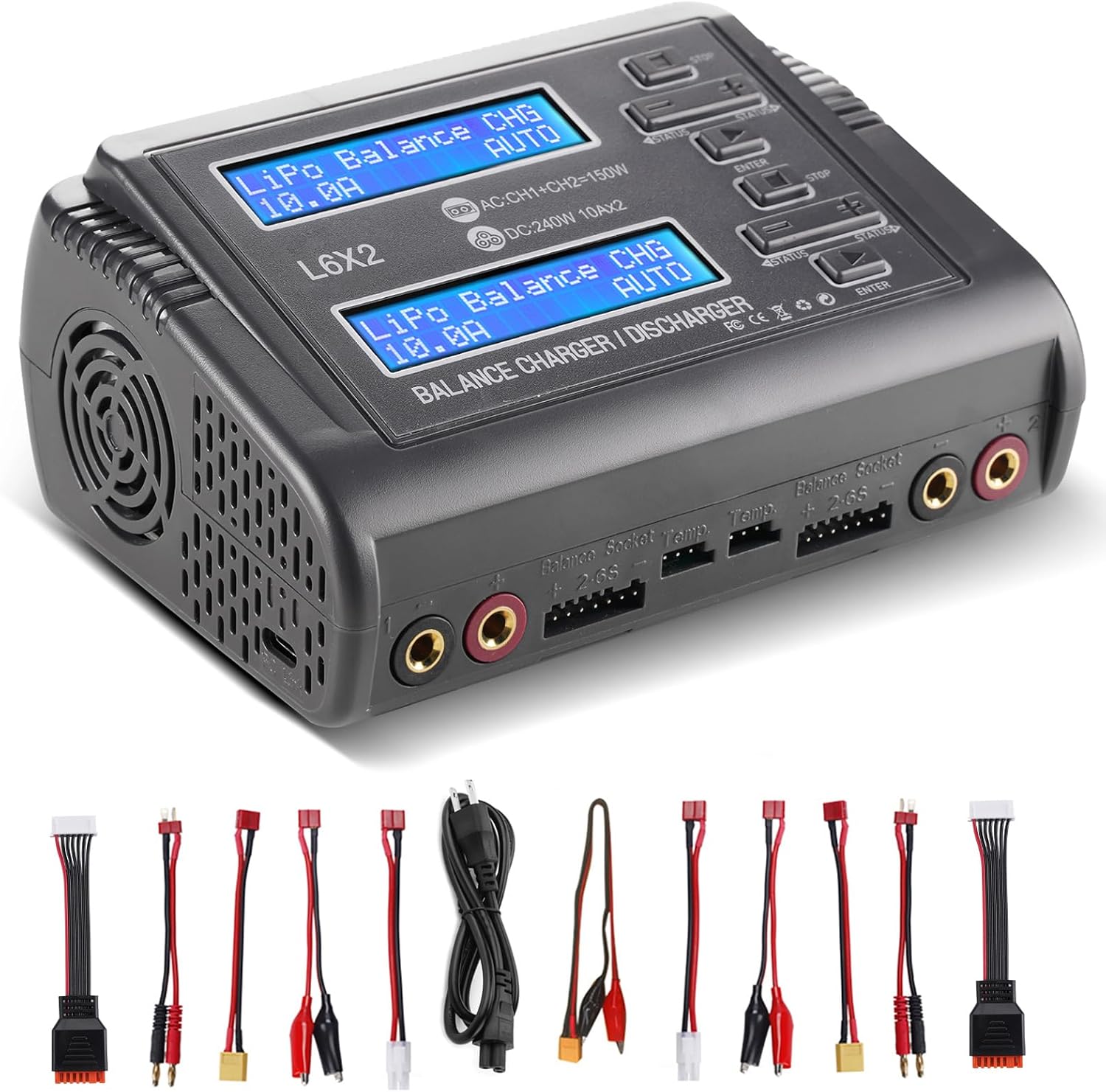 LiPo Battery Charger Fast Balance Battery Chargers Discharger for 1S-6S LiPo Li-ion Life LiHV 1S-15S NiCd NiMH PB Smart Batteries RC Car RC Drone (Blue)