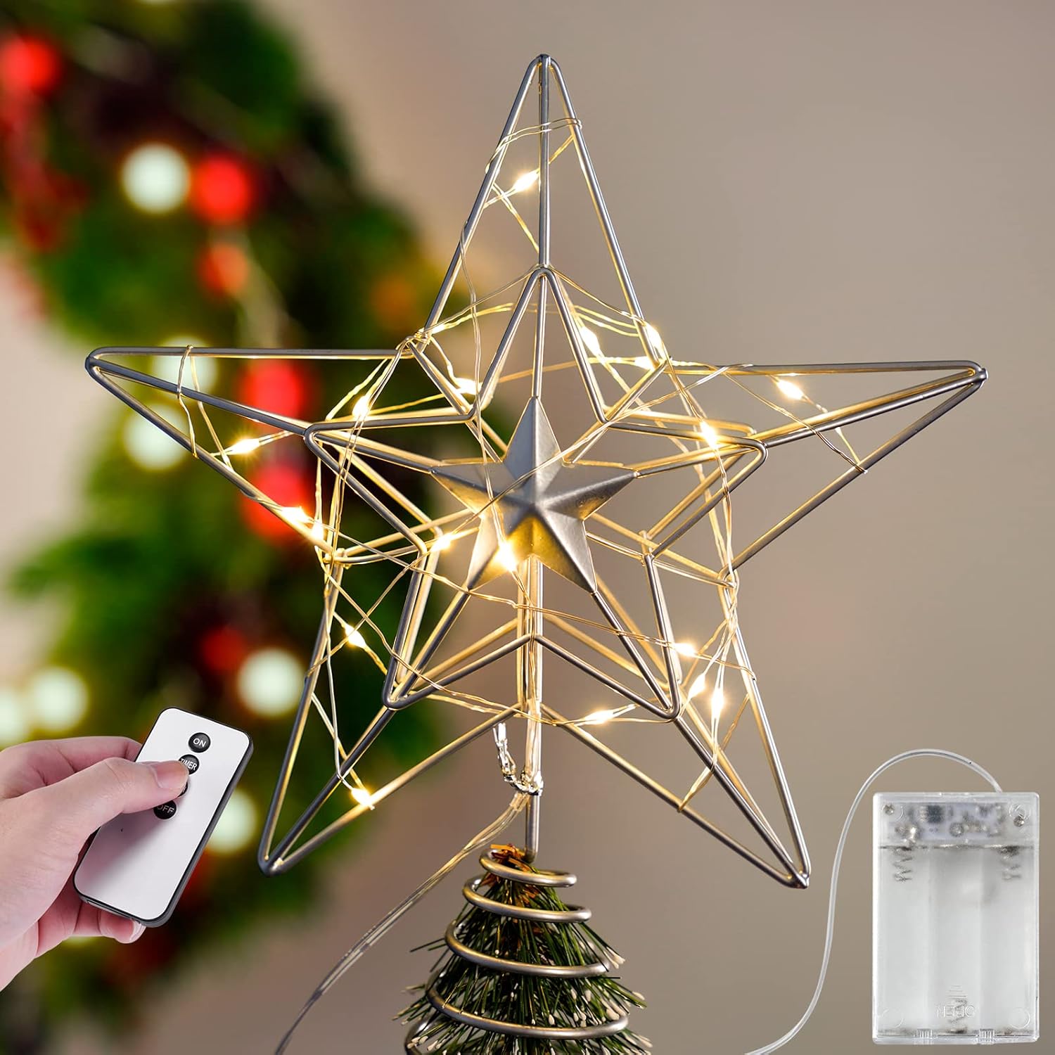 Buy Christmas Tree Star Topper 8 Christmas Tree Topper Lighted with