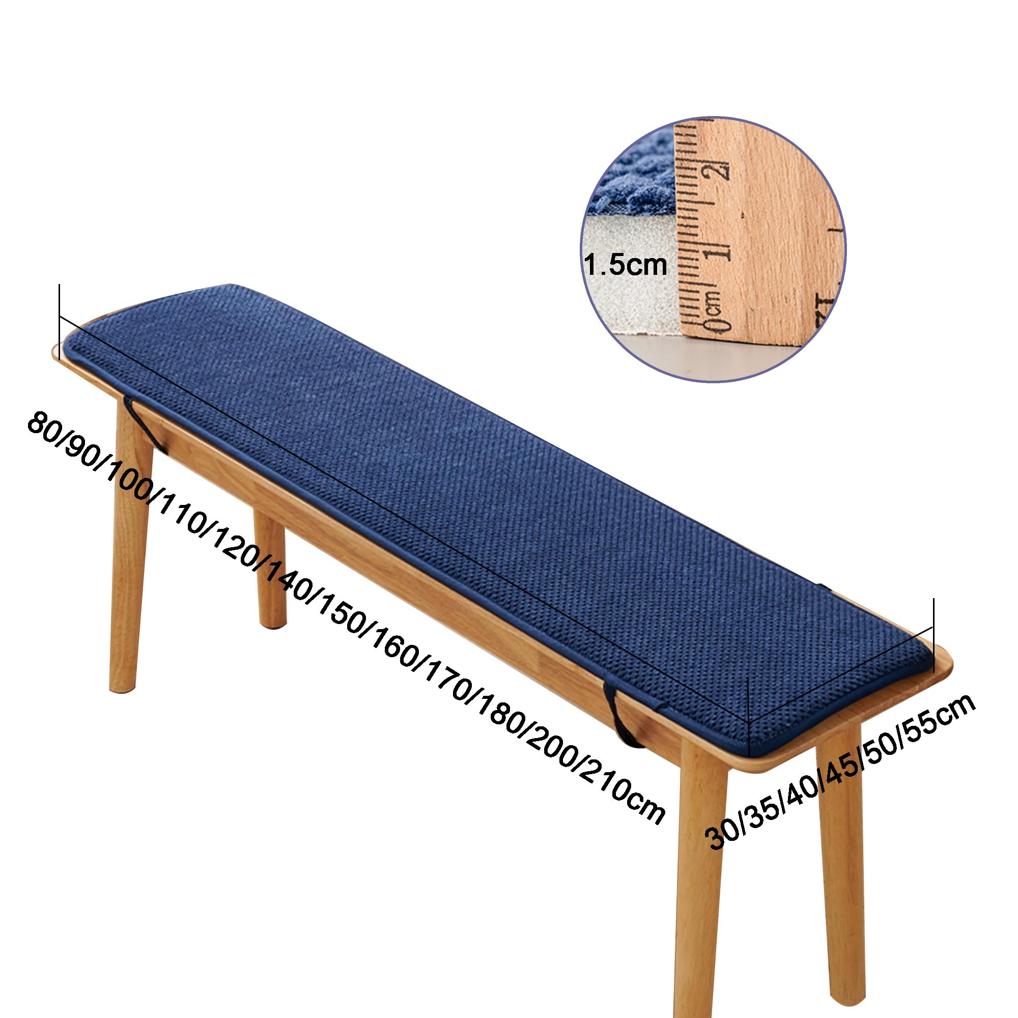 Cozy Green Velvet Bench Cush - Panchina in velluto, 180 x 35 x 1,5 cm, con lacci morbidi, per sedie da pranzo per uso interno ed esterno, cuscino per cucina e mobili