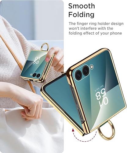Vista 23 de Miimall Funda de piel compatible con Samsung Galaxy Z Flip 5 5G 2023 con soporte de anillo de metal, [a prueba de golpes y caídas] Funda protectora