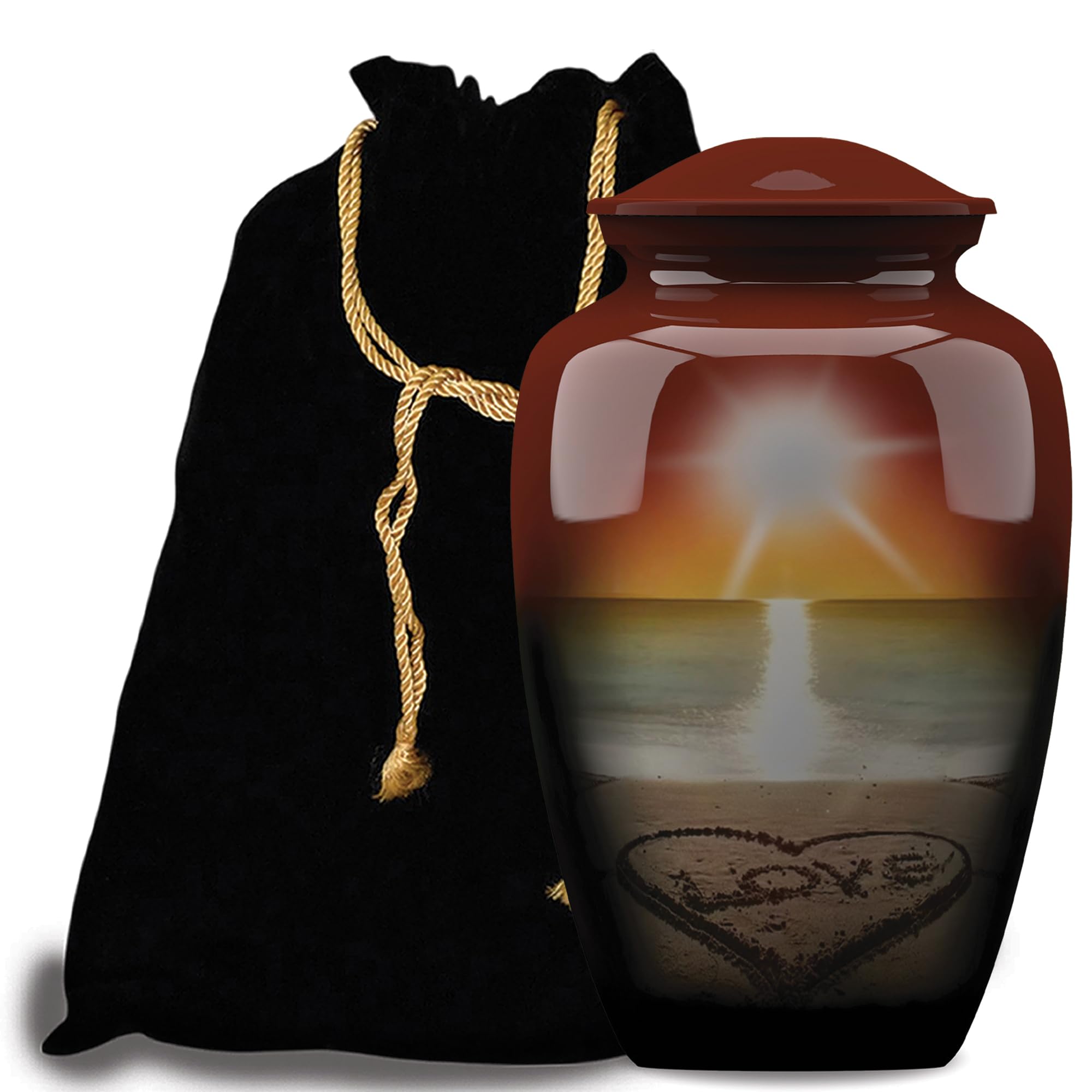 Urnas de cremación para adultos, urnas de cremación extragrandes para cenizas humanas, completamente hechas a mano con volumen de 320 pies cúbicos. con bolsa de protección de terciopelo.