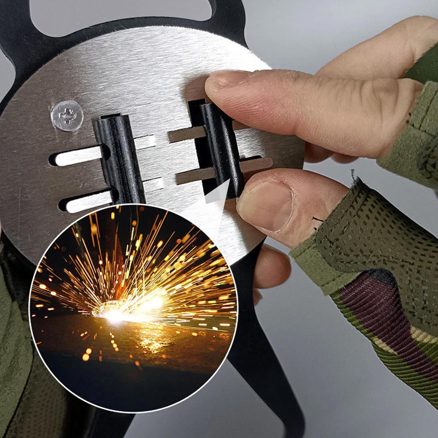Scintillante Flint Pad copriscarpe per skateboard e moto, cuscinetti per attrezzi da bicicletta, set di selce per skateboard, copriscarpe da equitazione, regolabili e scintillanti