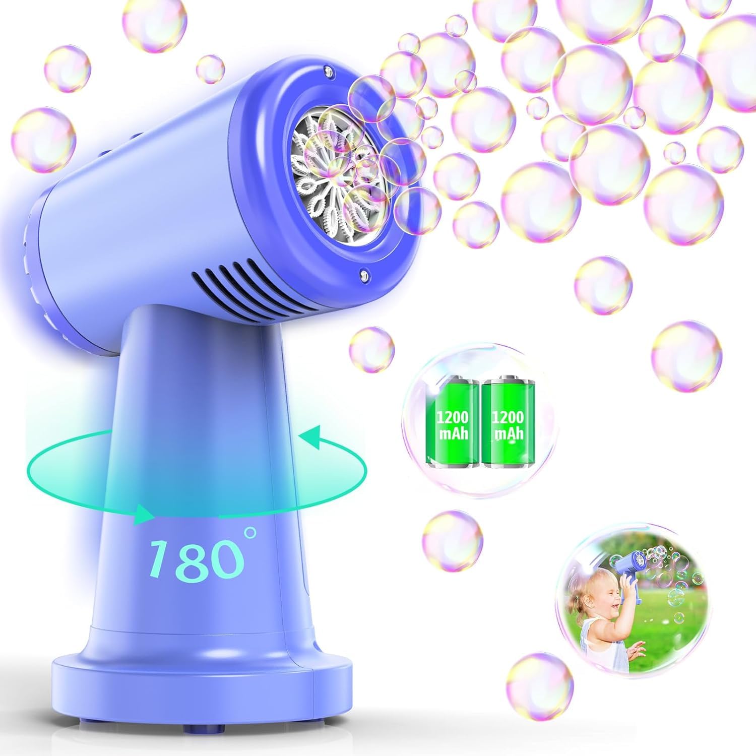 Eaglestone White Bubble Machine,with 1 Bubble Solution,10 Bubble Refills