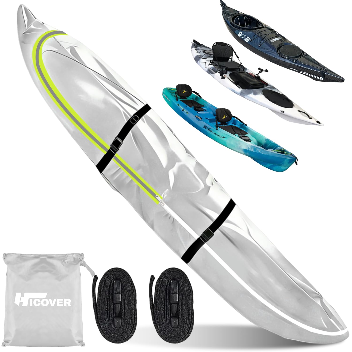 Kayak Cover Disposable Transparent UV Protection and Dust Resistant Heavy Duty Full Canoe Cover for Indoor/Outdoor Kayak/Canoe/Paddle Board Kayak Covers for Outdoor Storage