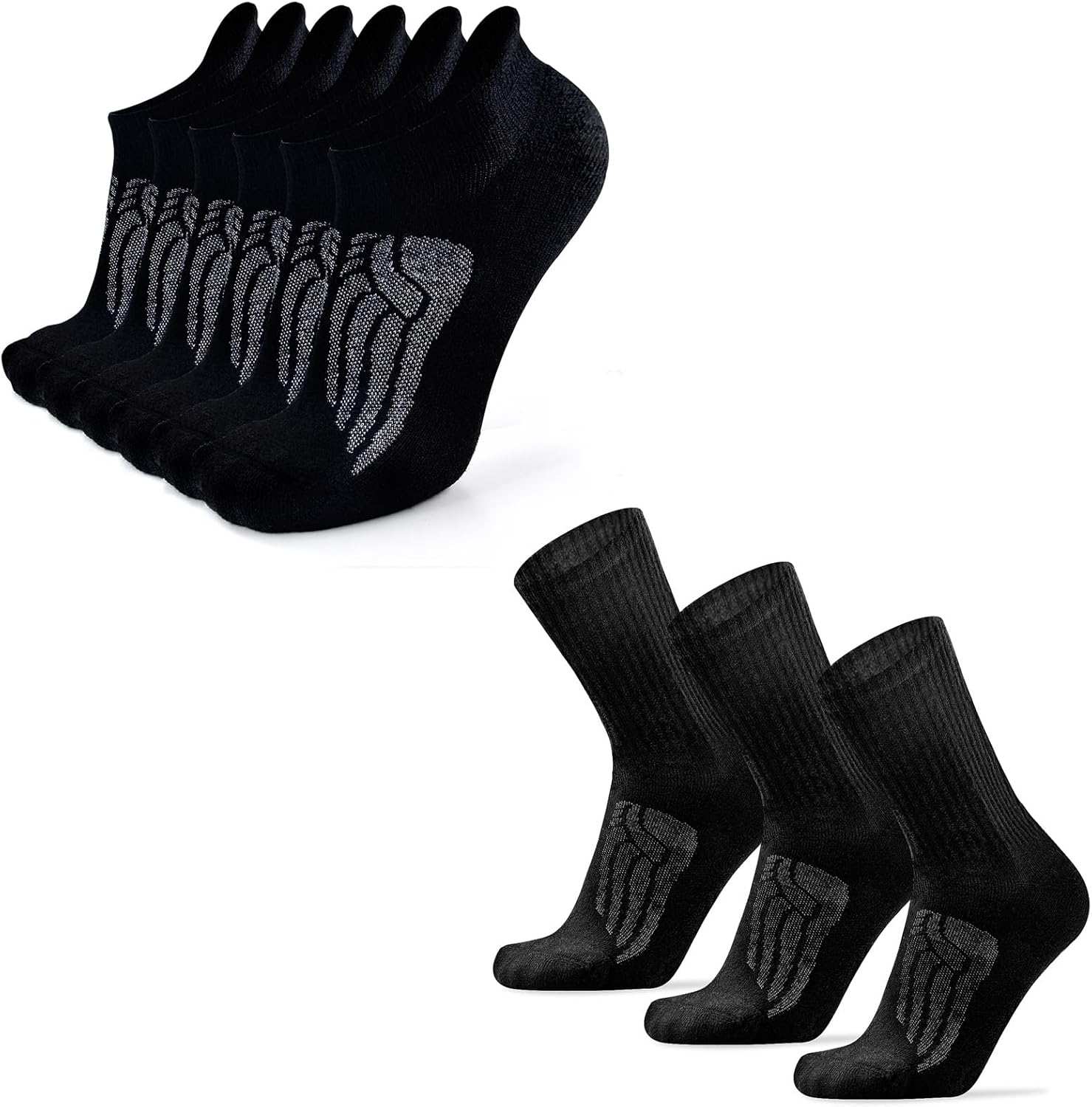 Ankle Crew Merino Wool Blend Socks for Running Hiking with Cushioned Sole