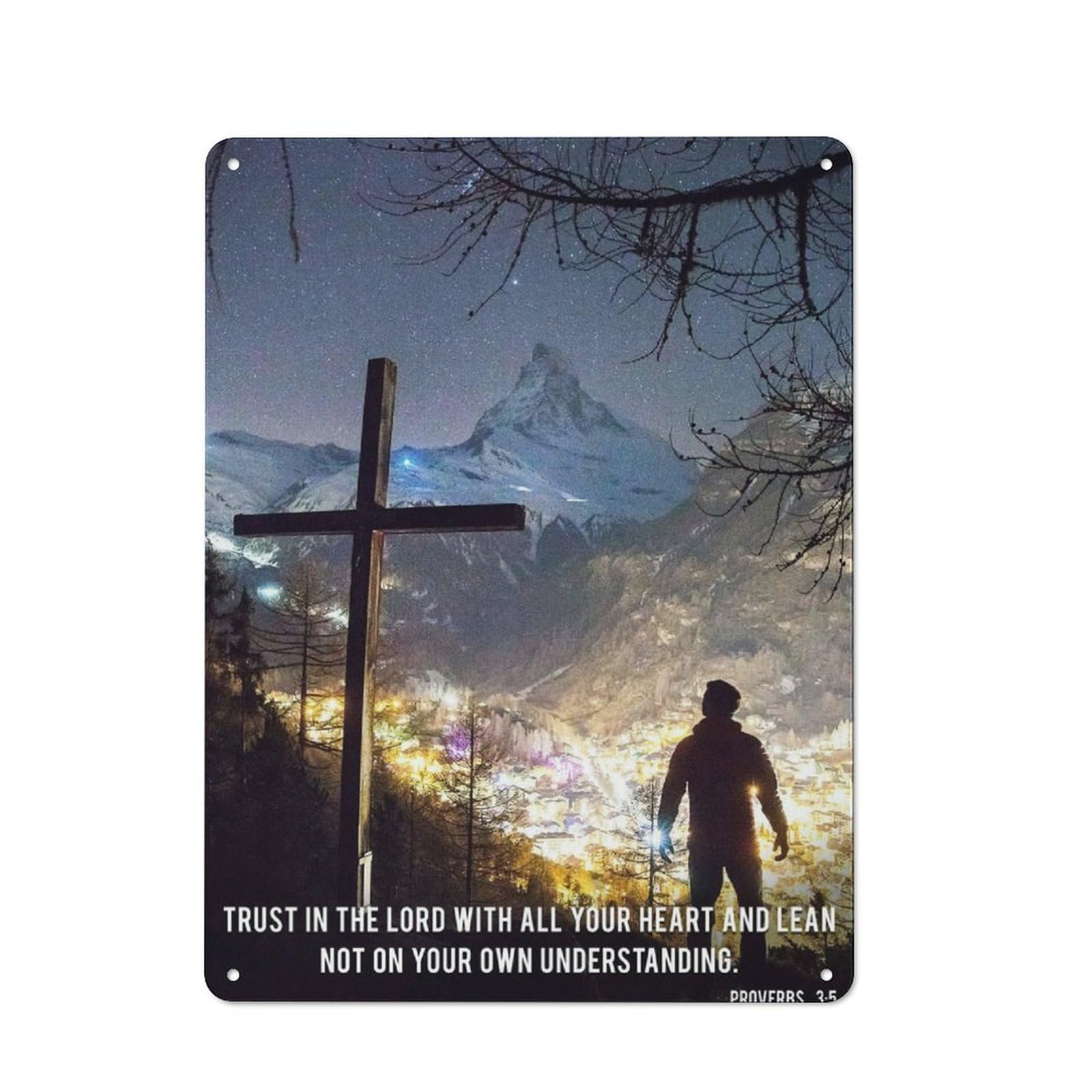Junmoney Jesus Hope Tin Wall Plaque 40X30cm With For Living Room Wall, Gift For Feature Wall Decorators During The Christmas Season