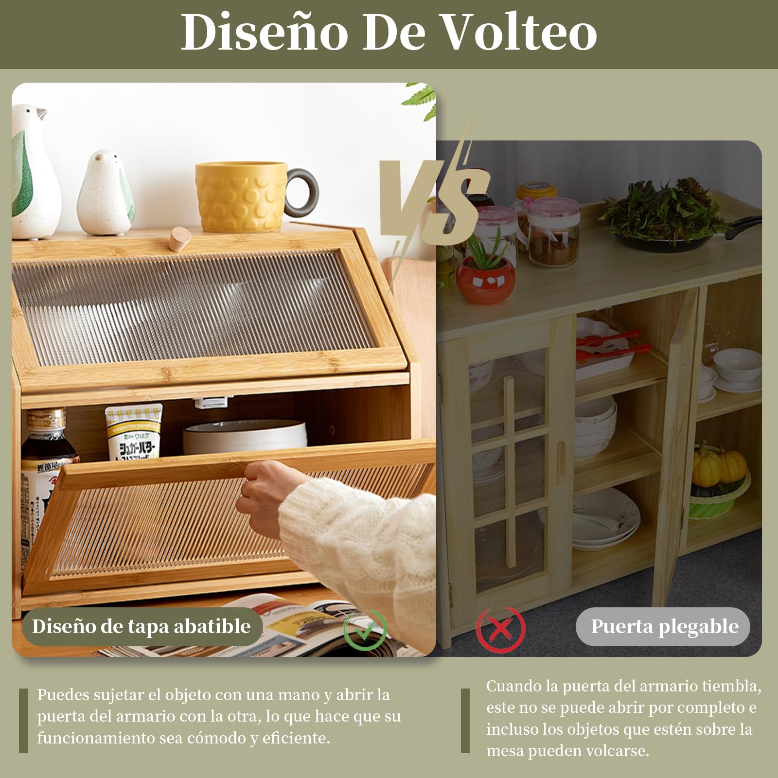 Panera de bambú de 2 Niveles – Recipiente para Pan con Puerta de acrílico y diseño de Escalera, Especias y Accesorios de Cocina, Caja de Almacenamiento ahorradora de Espacio para Cocina