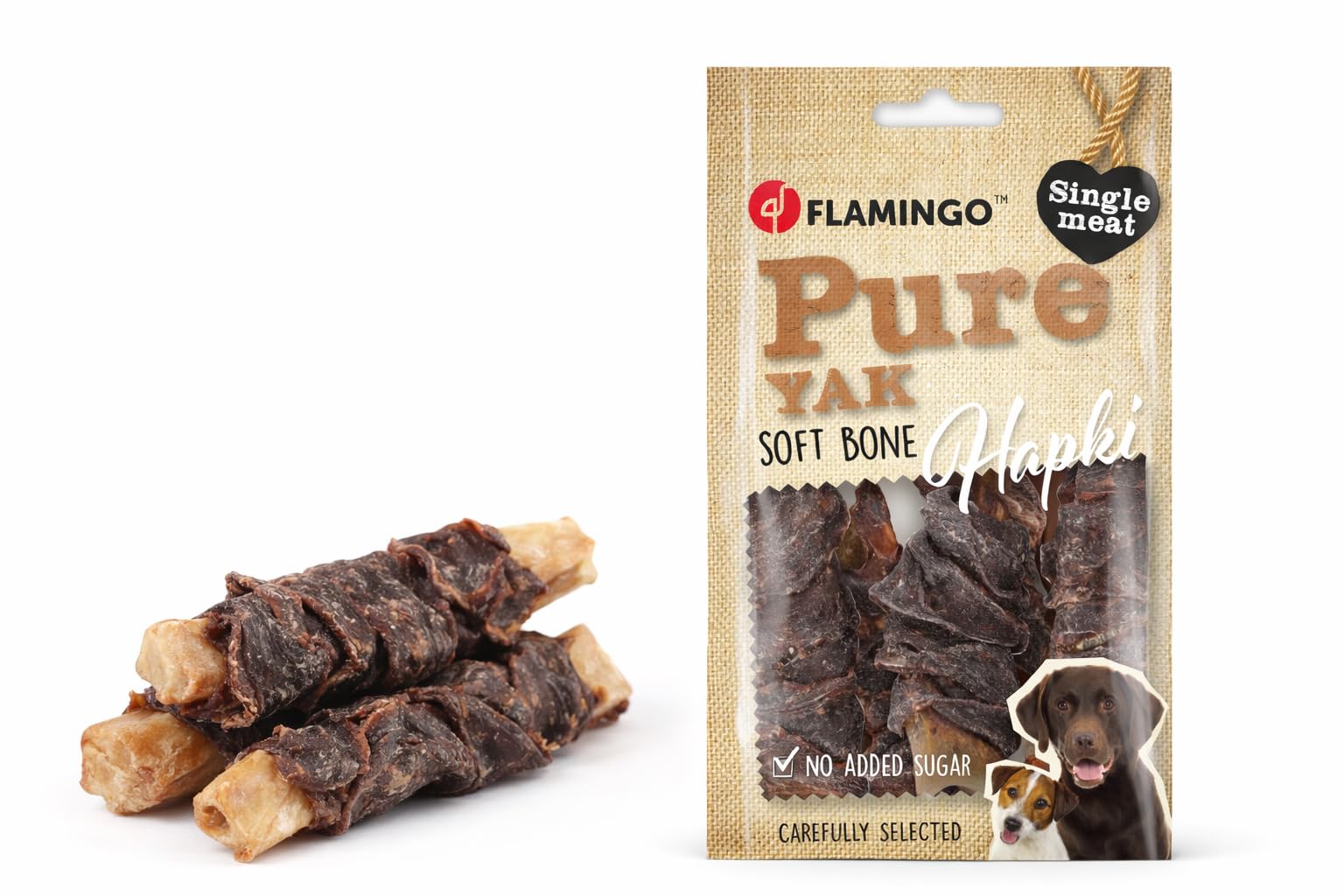snack per cani - bastoncini per cani - hapki pure osso - yak - cura dentale - 100g