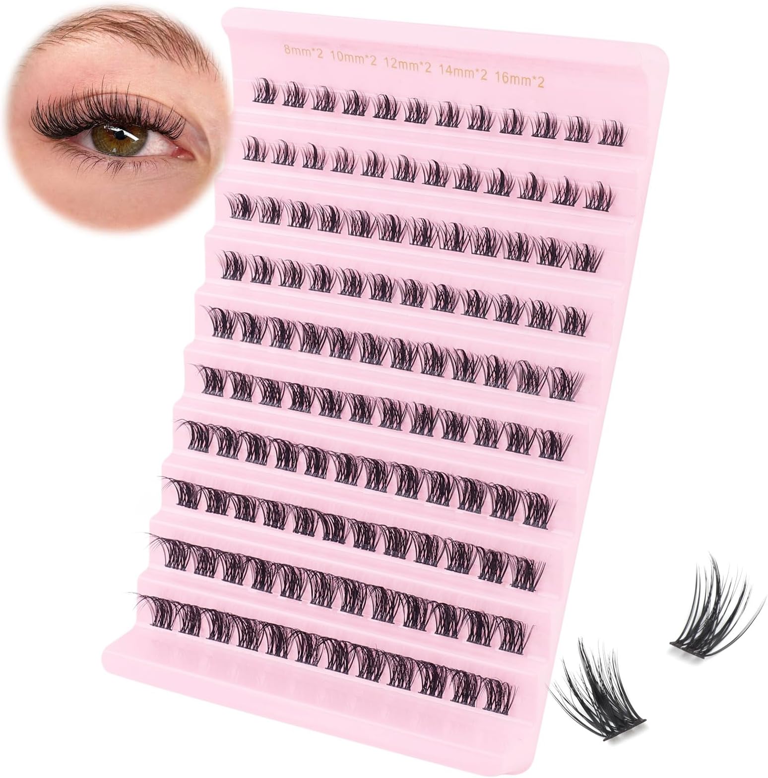 Cluster Lashes D Curl 120 Clusters Individual Lashes 8-16mm Diy Individual Eyelashes Extenison Mega Volume Eyelash Clusters Natural Look Cat Eye Lash Extensions Diy at Home