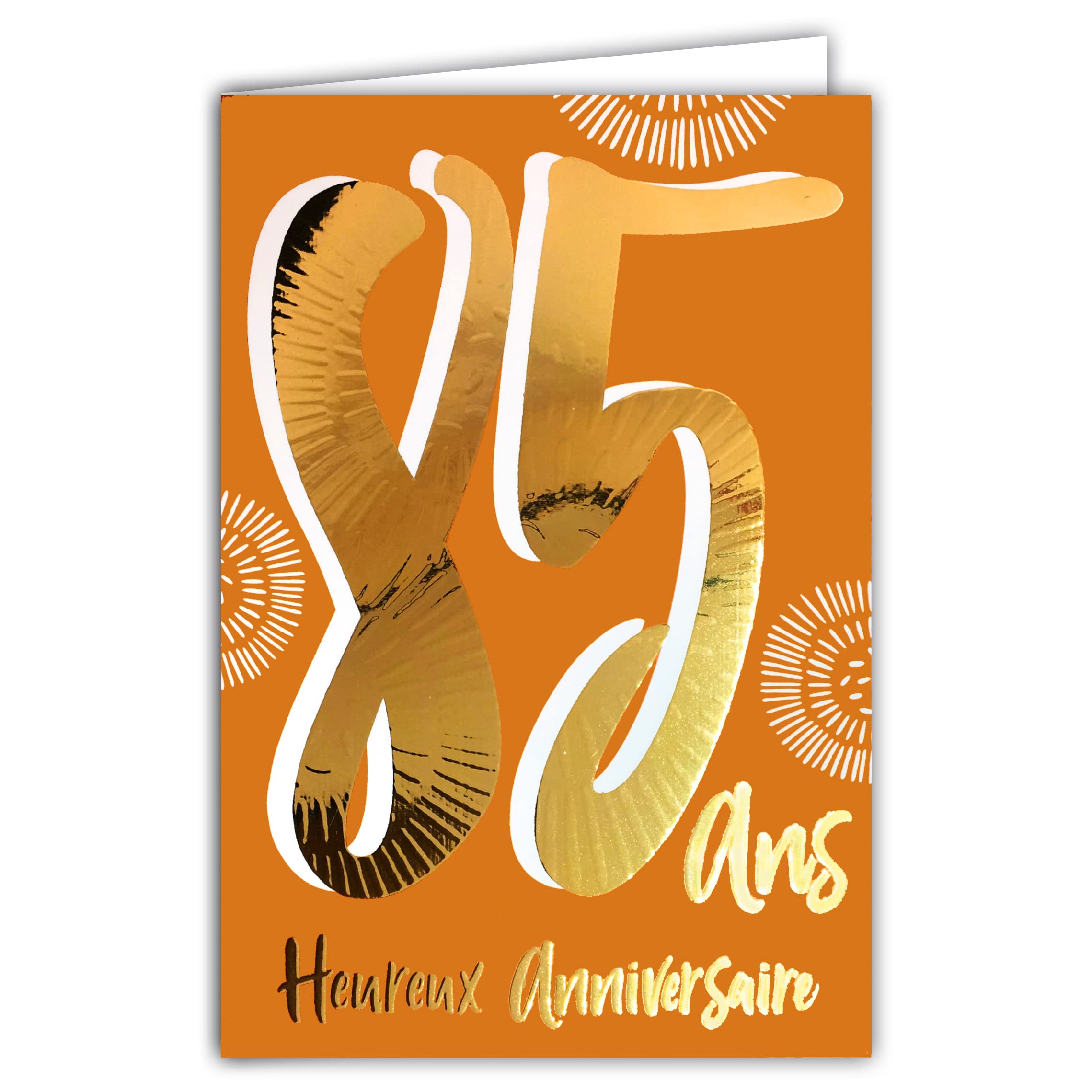 Afie 69-2485 85th Birthday Card in Shiny Gold Embossed Textured for Men and Women - Coloured Text Suitable for Age Inside - Envelope Included - Made in France - ColourAges