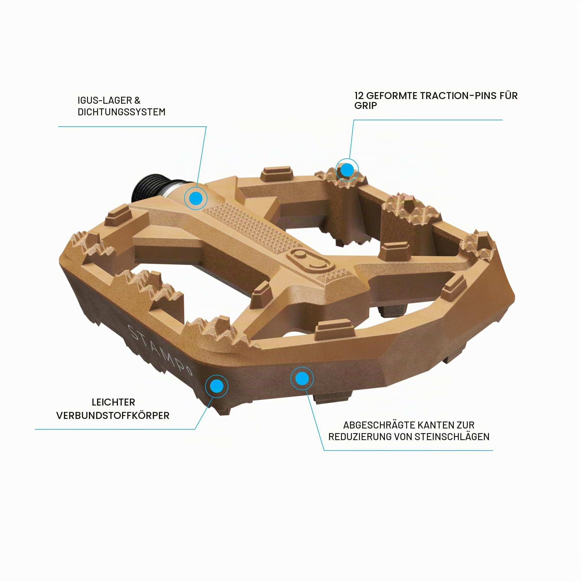 Crankbrothers Stamp 0 MTB Pedale, Braun, Größe S – Ansicht 2
