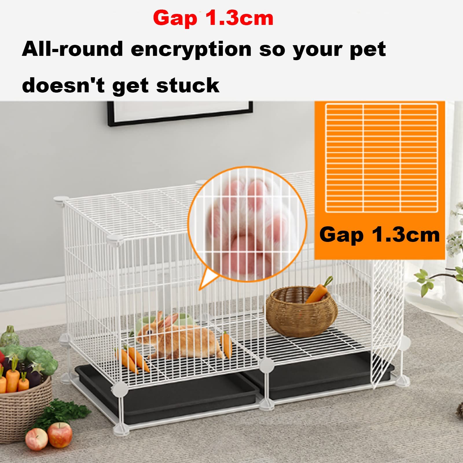 Gabbia per Conigli Fai-da-Te, conigliera per Interni Grande casa per Conigli con vassoi scorrevoli Gabbie in Metallo per Piccoli Animali Casa per Animali Domestici per Gatto, porcellino d'In