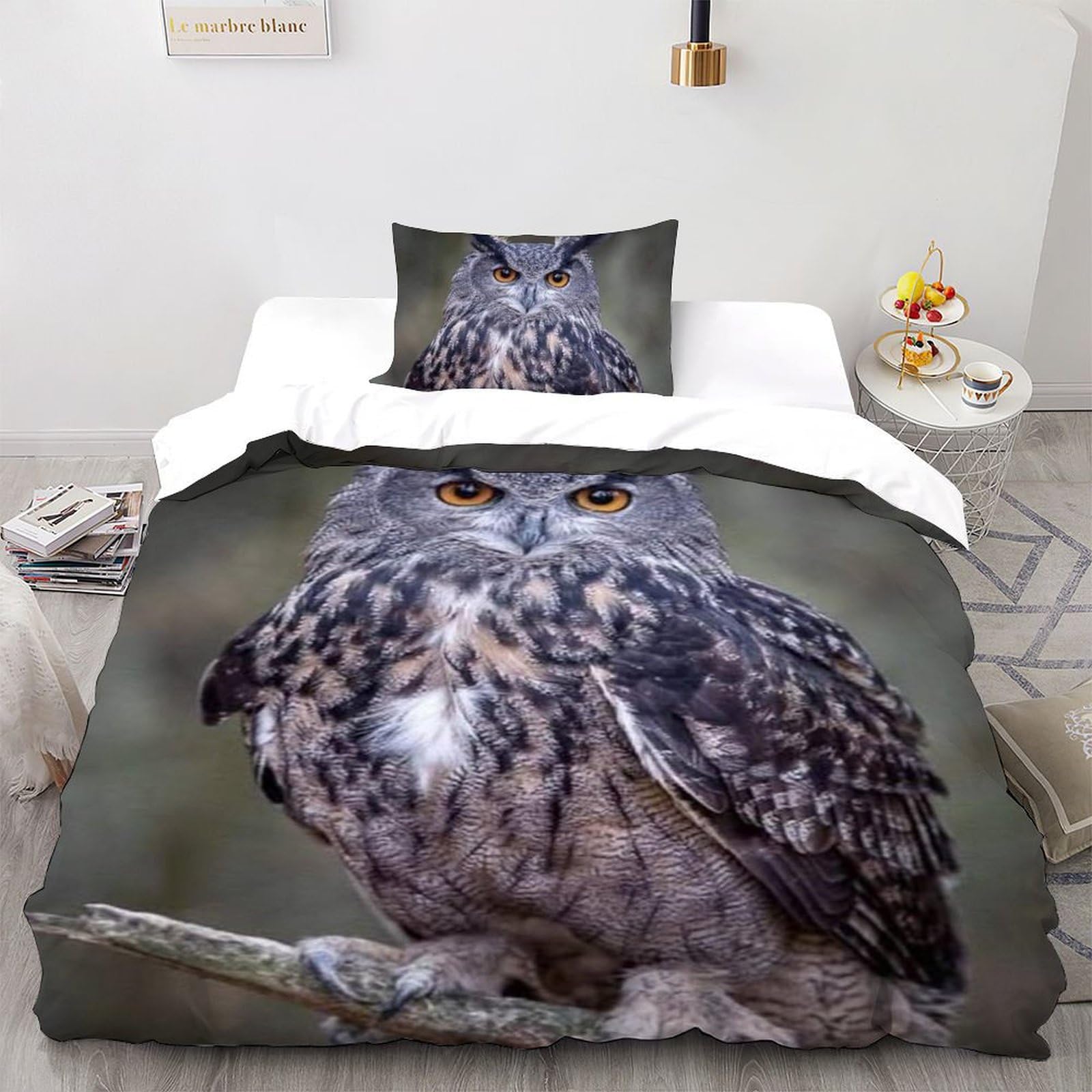 Housse de couette zippée 135x200cm animaux 3D pour lit simple