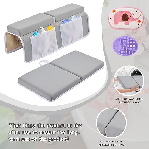 Miniatura 2 de Juego de almohadillas de baño para rodillas y codos, gruesa y suave de secado rápido para el baño del bebé, espuma viscoelástica con organizador de