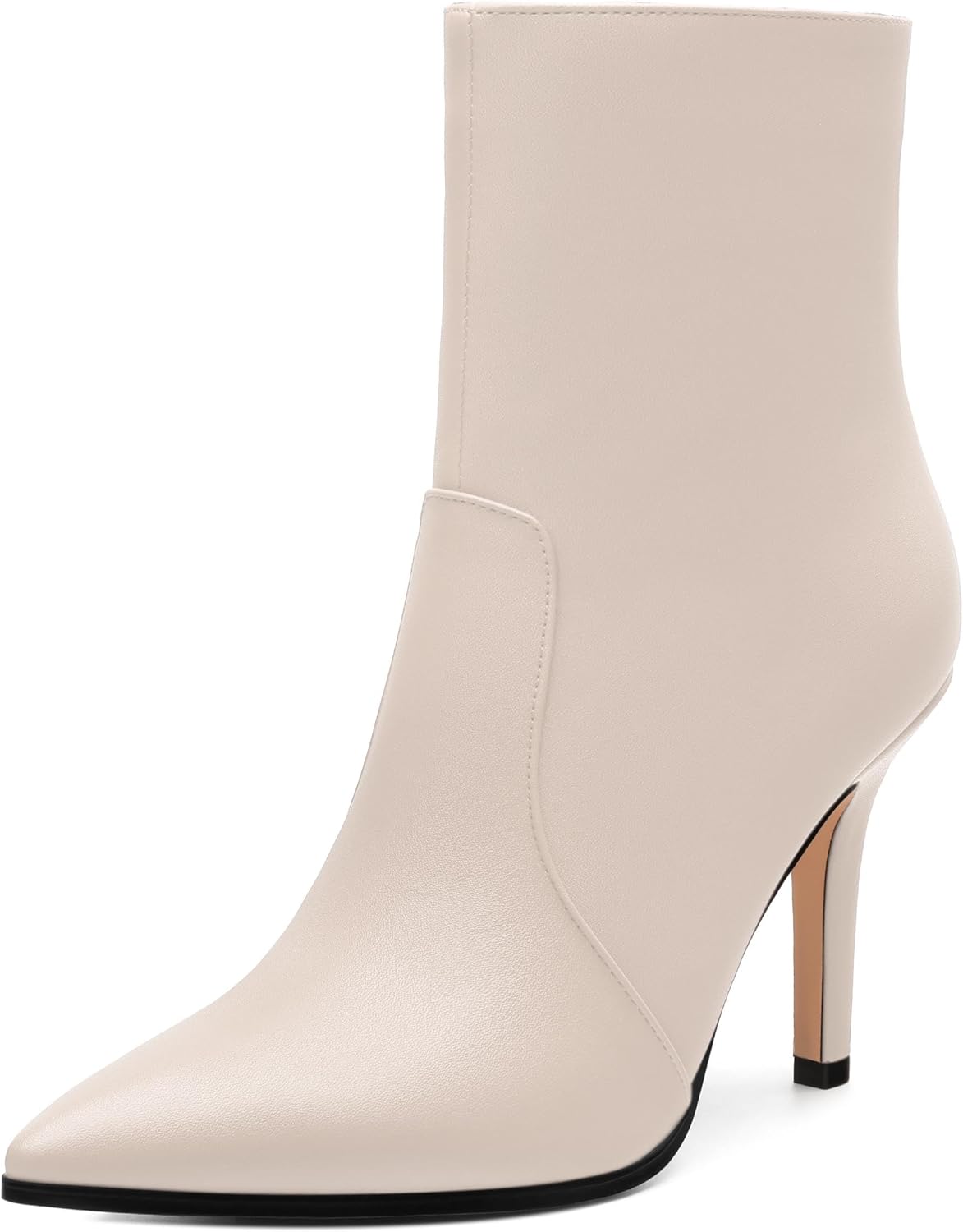 Womens Boots Ankle High Stiletto Heel Pointed Toe Side Zipper Solid Matte Bootie Ankle Fashion Short Bootites for Daily Office Party