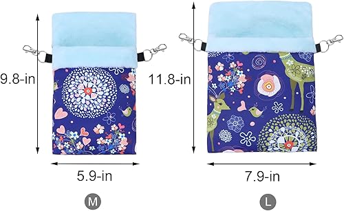 Miniatura 5 de Wontee Saco de dormir para mascotas pequeñas, saco de dormir cálido para hámsters, erizos, planeadores de azúcar, ardillas (L, alce azul)