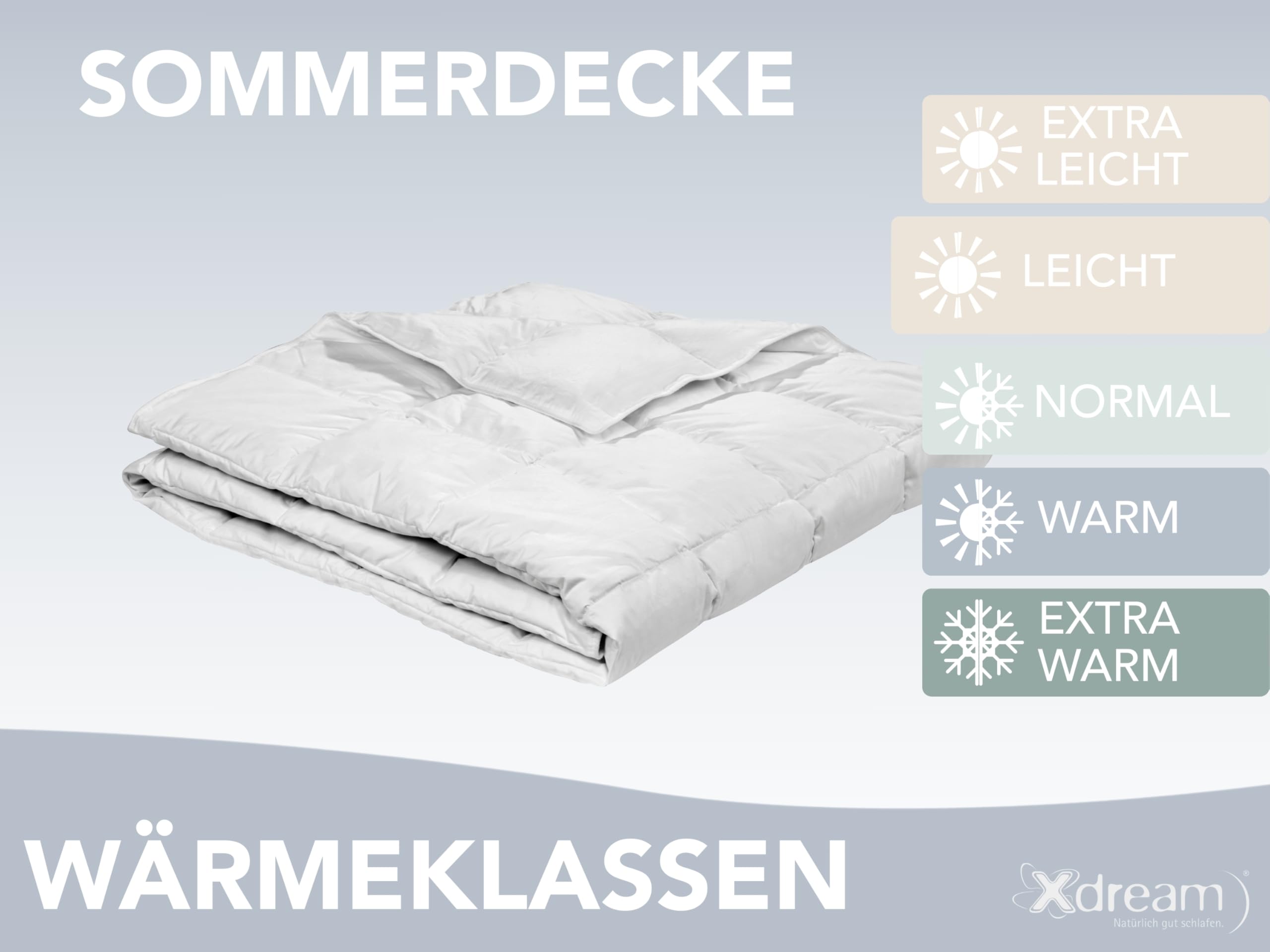 XDREAM Nature Daunendecke leicht | 90% Daunen / 10% Federn | Füllgewicht: 600g | Downpass und Öko-Tex Zertifiziert |220 x 240 cm