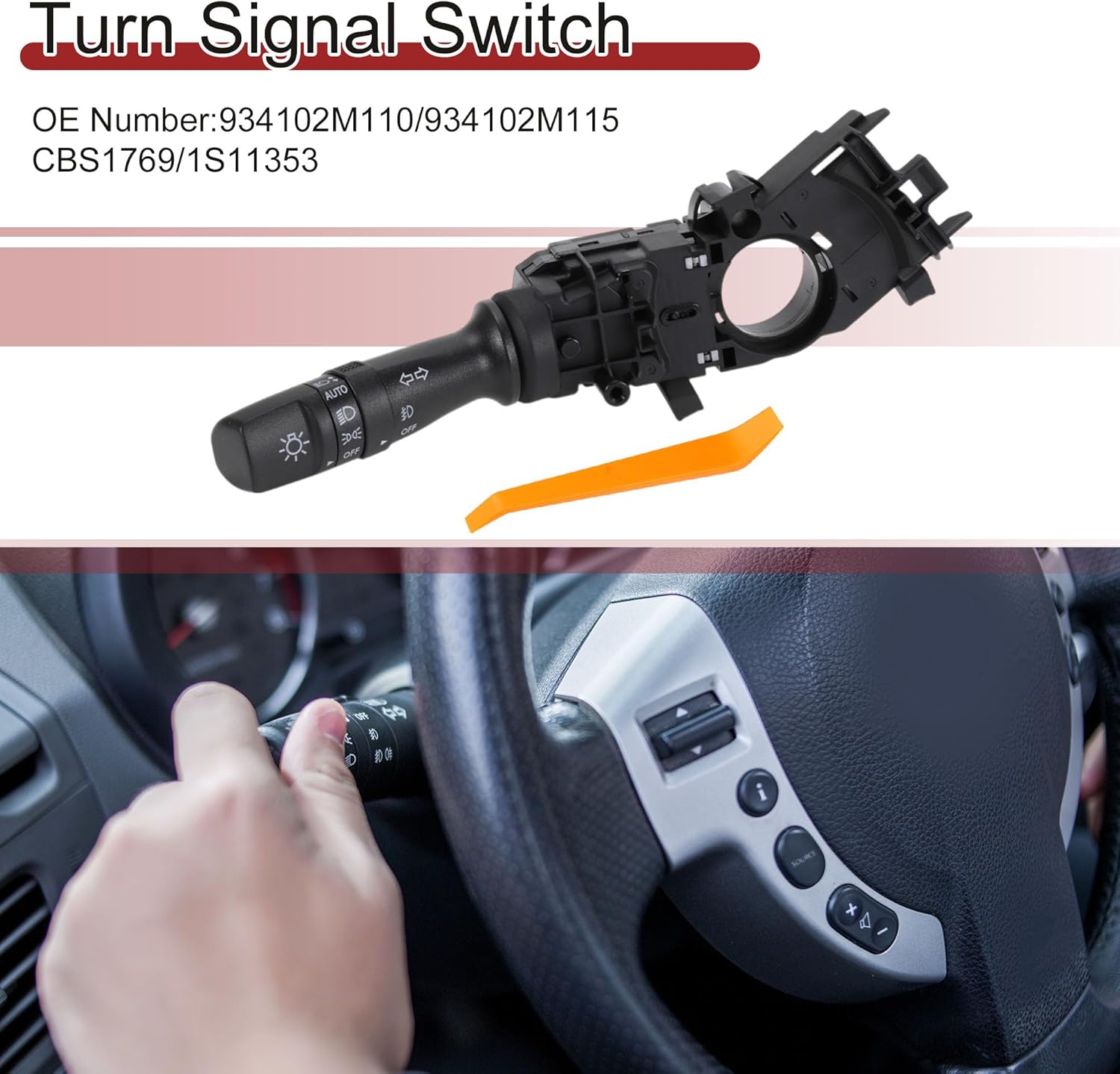 No.934102M110/934102M115/CBS1769/1S11353 Turn Signal Switch for Hyundai for Genesis Coupe 10-12 Multifunction Combination Switch Black Plastic 1 Set Fit for