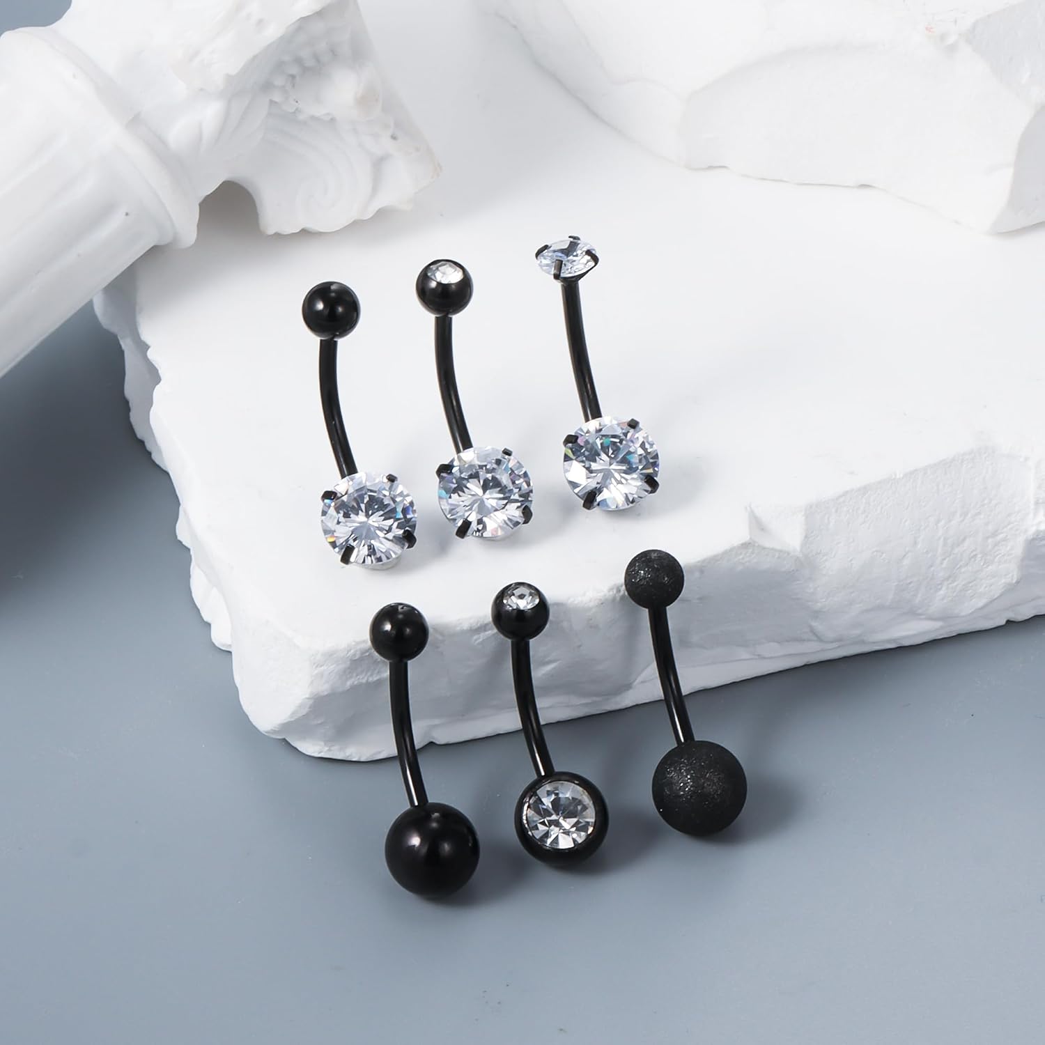 Vsnnsns Shiny Cubic Zirconia Belly Button Piercing - 14G, 8MM-14MM Navel Rings for Women and Men, 316L Stainless Steel - Image 2