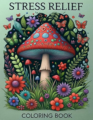 Stress Relief Coloring Book: for Adult - Relaxing - Easy and Simple Beautiful Designs of Animals, Cat,Dog, Landscape, Beach, House, Birds, ... Calm your Mind in 100 Large Print Pages