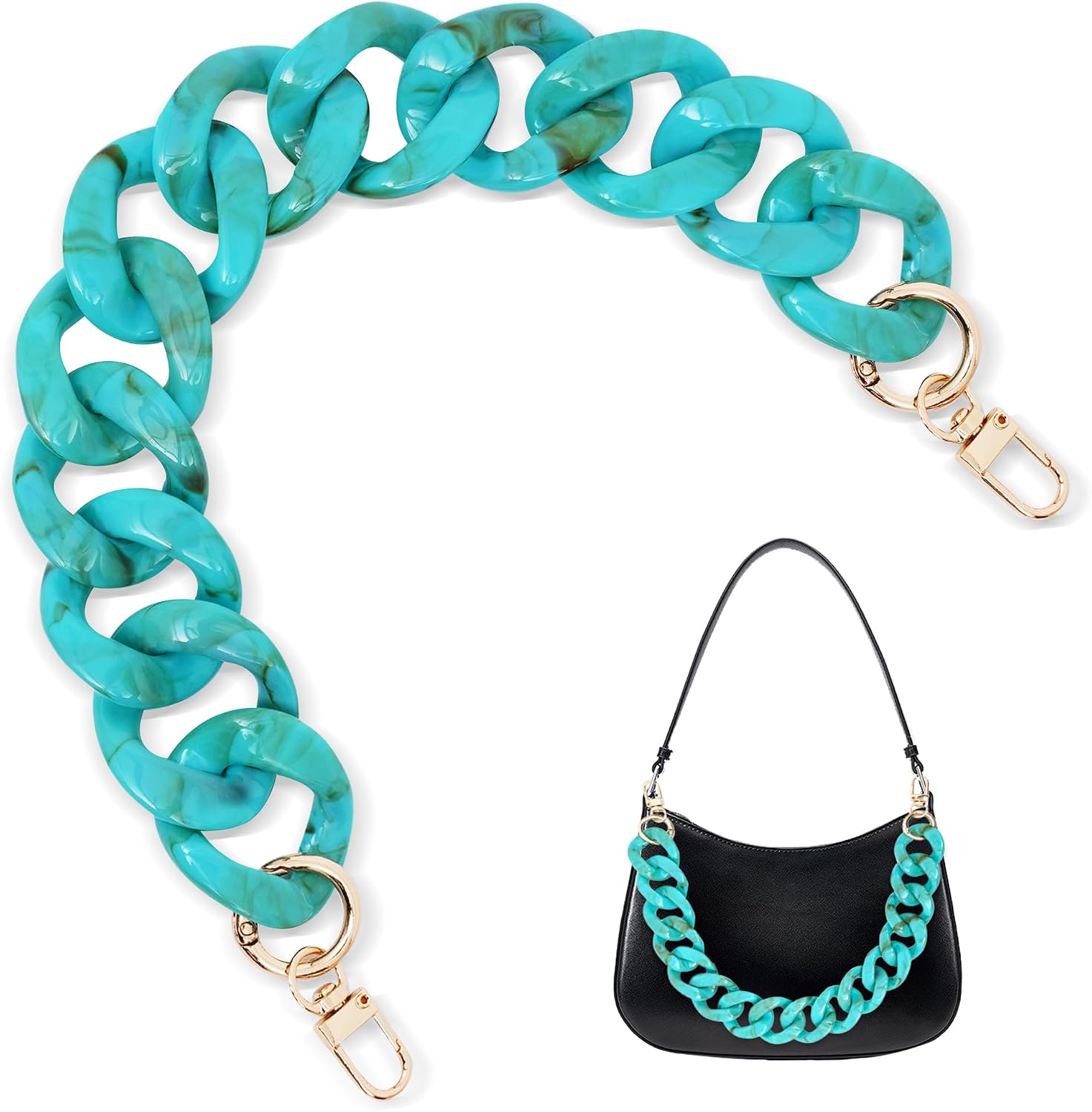 PWOFUN Acrylic Purse Charms for Handbags, 17.7 Inch Adjustable Bag Chain with Double Buckle Design, DIY Decorative Accessory for Shoulder Crossbody Bags