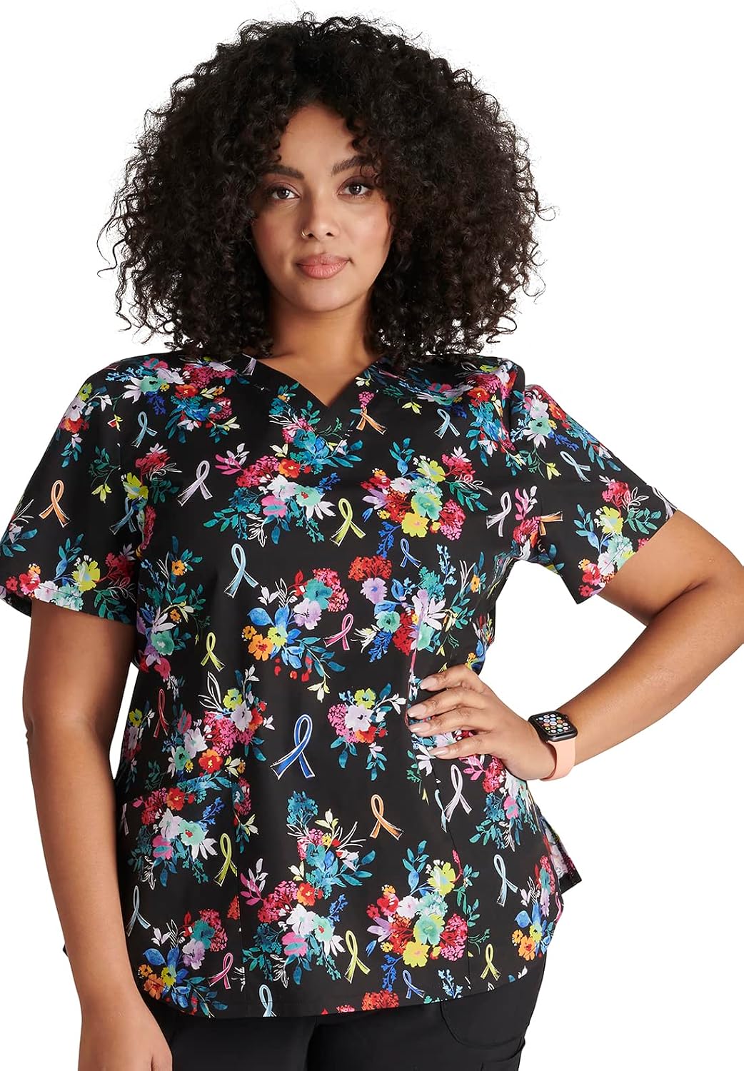 Cherokee Prints Women Scrubs Top V-Neck Print CK652