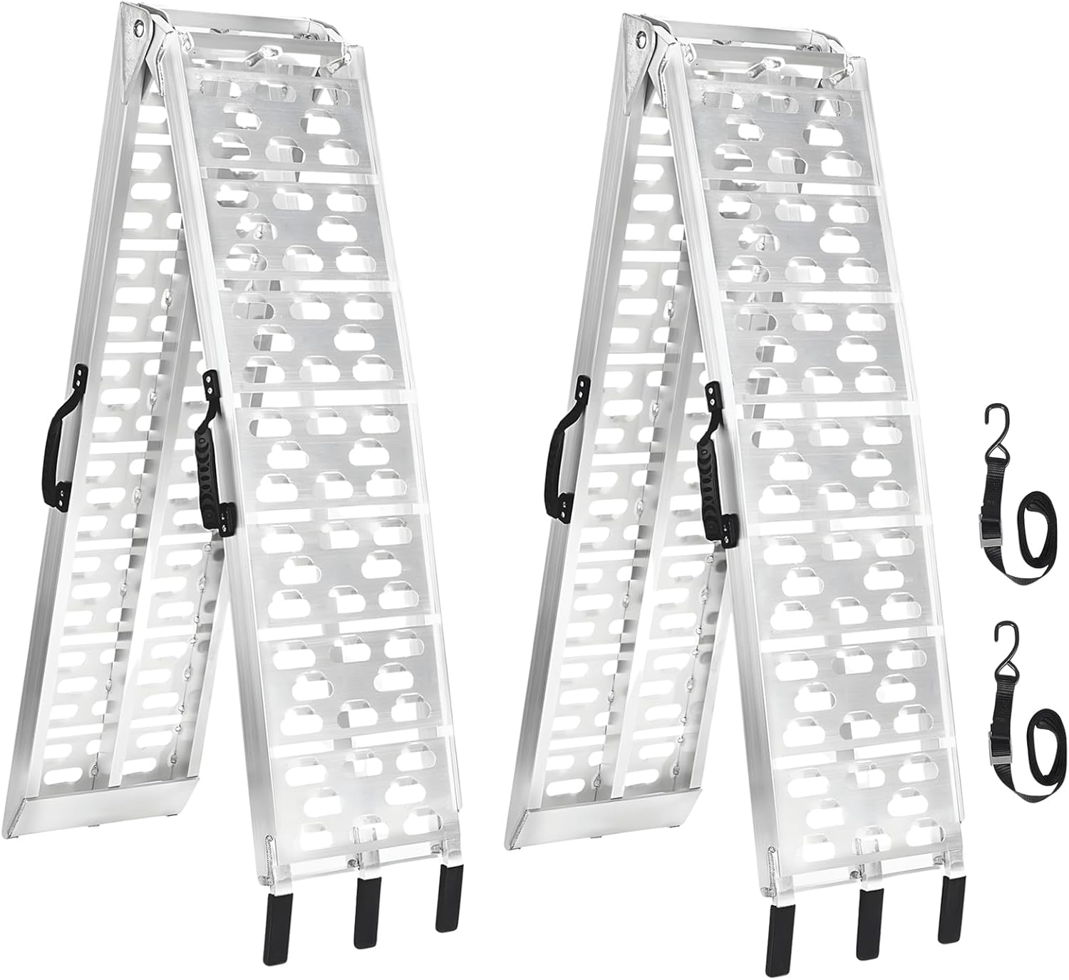 MAXIVMAN 7.5 FT Aluminum Loading Ramps for Pickup Trucks | 1500 lbs Capacity ATV, Motorcycle, Lawn Mower, Dirt Bike, UTV Loading | Foldable, Lightweight with Rubber Handles | 2PC Set