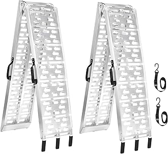 MAXIVMAN 7.5 FT Aluminum ATV Ramps for Pickup Trucks 1500lbs Capacity,Arched Dual Folding Truck Ramps for ATV,Four Wheeler -Lightweight, Rubber Handles, Non-Slip,2PC.