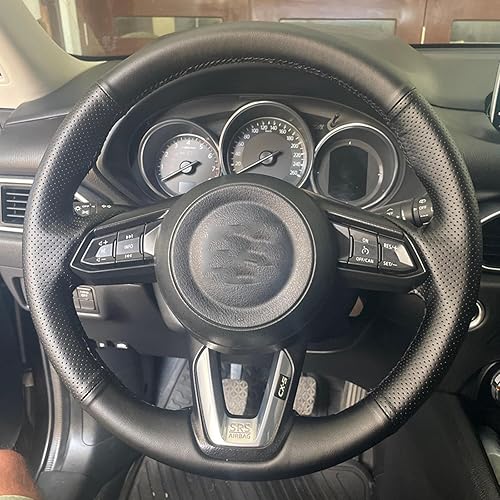 MaJher Cubierta de volante de cuero para coche, para Mazda 3 Axela 2017-2018 Mazda 6 Atenza CX-3 CX-5 CX-9