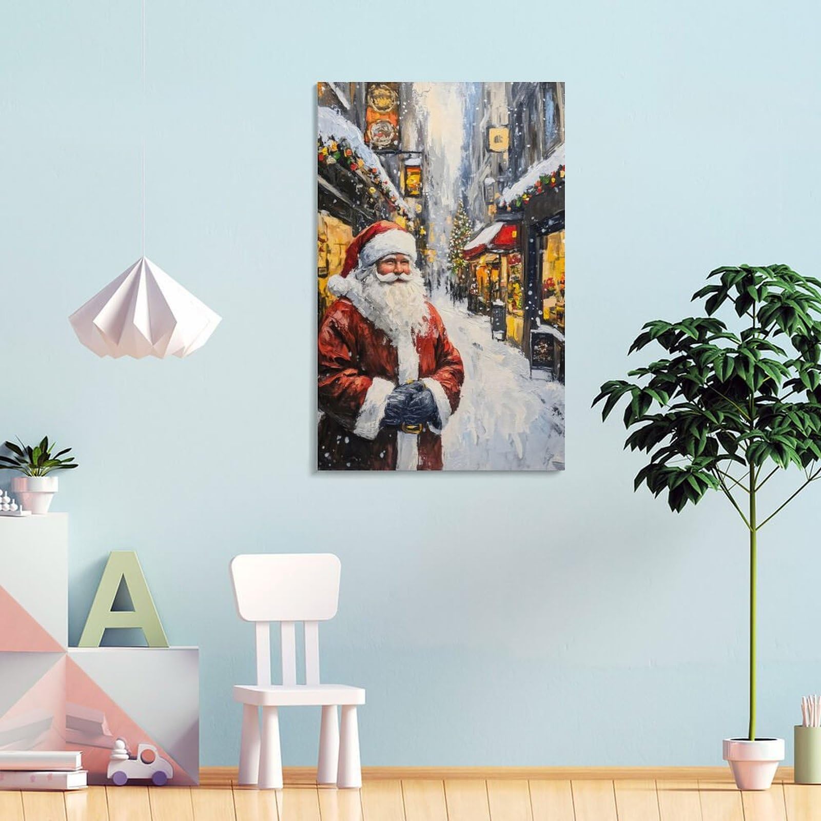 aaaaab Wandbild „Santa Claus Is Coming to Town“ für Teenager, Spielzimmer, Jungenzimmer, Wanddekoration, 60 x 90 cm, Wanddrucke fürs Wohnzimmer