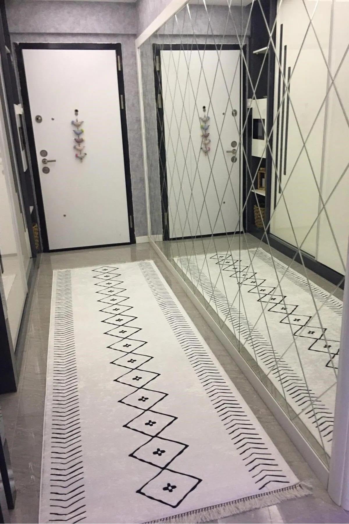 Monnhein Çok Renkli Yolluk Iskandinav-11 - Yıkanabilir, Kaymaz Taban, Dijital Baskılı, Leke Tutmaz, İnce Hav, Modern Koridor, Mutfak, Antre ve Salon için Dekoratif Yolluk