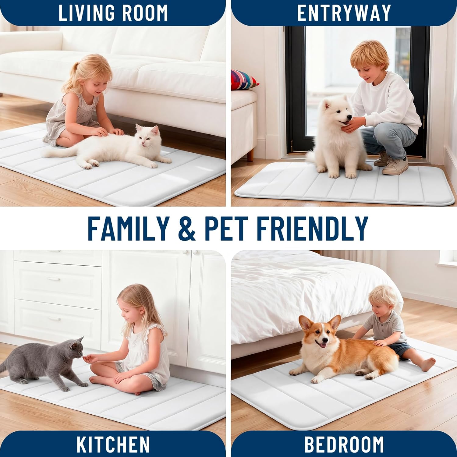 OLANLY Memory Foam Long Bathroom Rugs Runner 47x24, Super Soft Absorbent Bath Mat, Quick Dry, Machine Washable Shower Floor Rugs, Bathmat Carpet, Bathroom Home Decor Accessories, White - Image 9