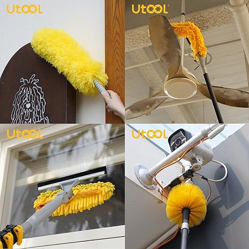 Miniatura 6 de UTOOL Kit de limpieza de ventanas con poste de extensión telescópico de 16 pies, poste telescópico extensible de 5.5 a 18 pies con escobilla de