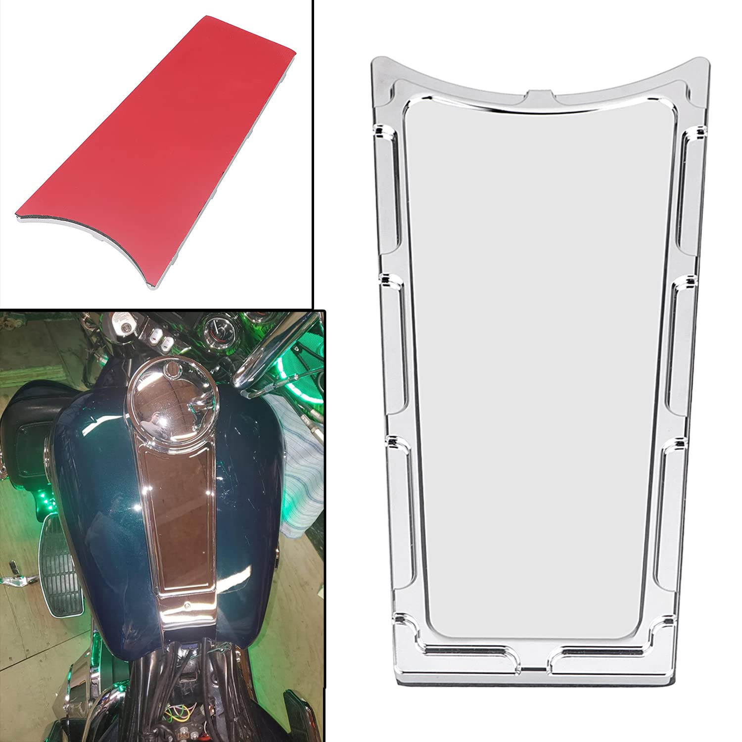 XMMT Chrome CNC Fuel Tank Dash Insert Cover Compatible with Harley Touring Electra Glide FLHS FLHT FLHTC, Road Glide FLTR, Tour Glide FLT FLTC 1989-2007