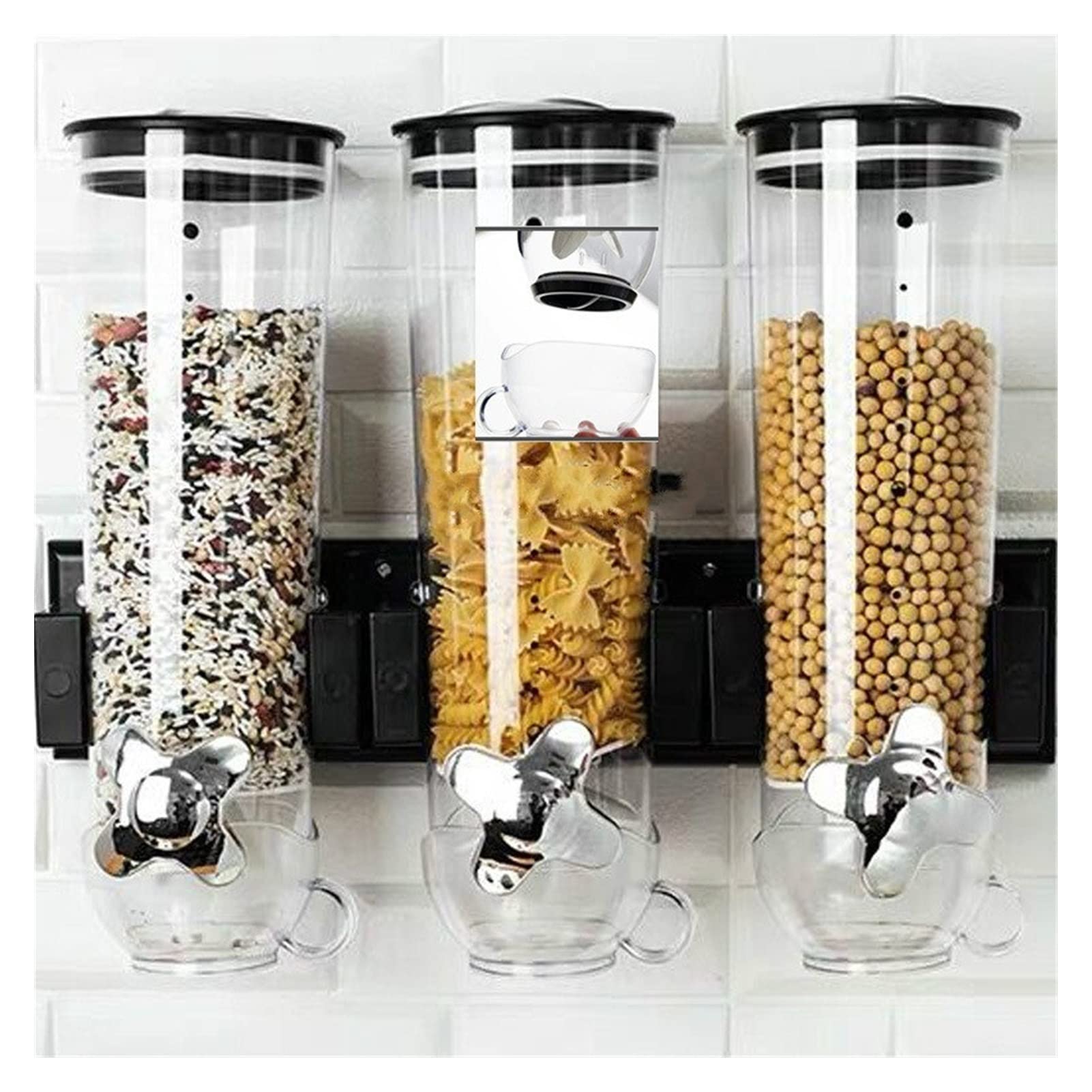 Macchina for Cereali a Parete - Dispositivo di Cereali Cereali Cereali di stoccaggio Barattolo Oat Macchina del Grano distributore distributore cereale Barre (Color : 1PC Silvery)
