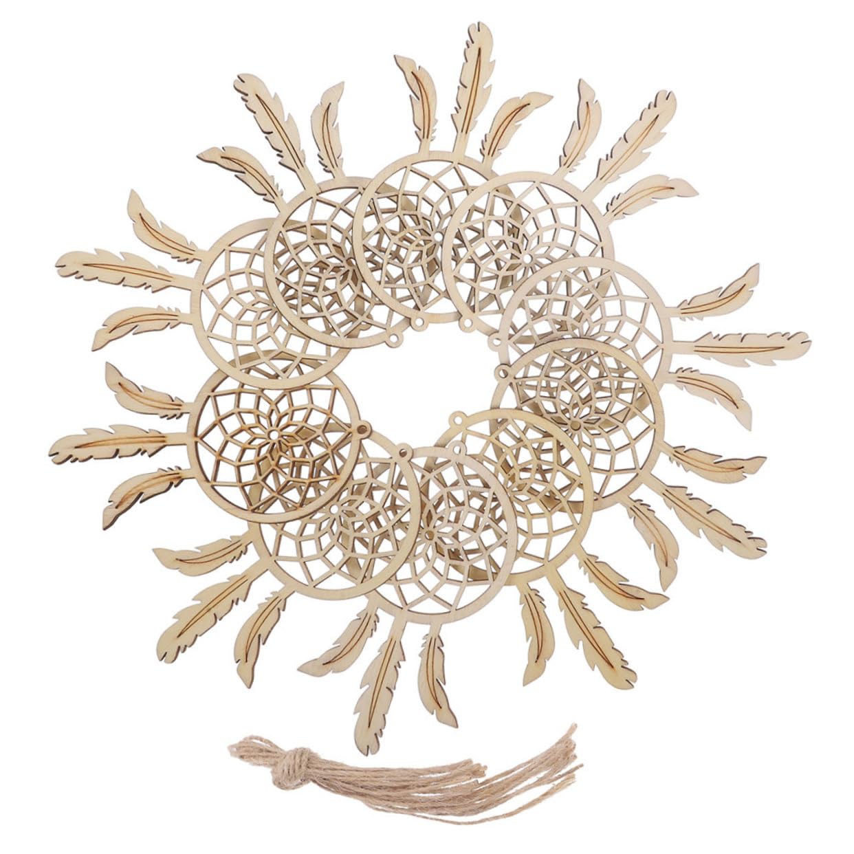 GOOHOCHY 10pcs Wooden Dream Catchers Kit Unfinished DIY Craft Cutouts for Bedroom Decor Small Hanging Tags for Home Party Unique Christmas Tree Ornaments Versatile Wall Decoration
