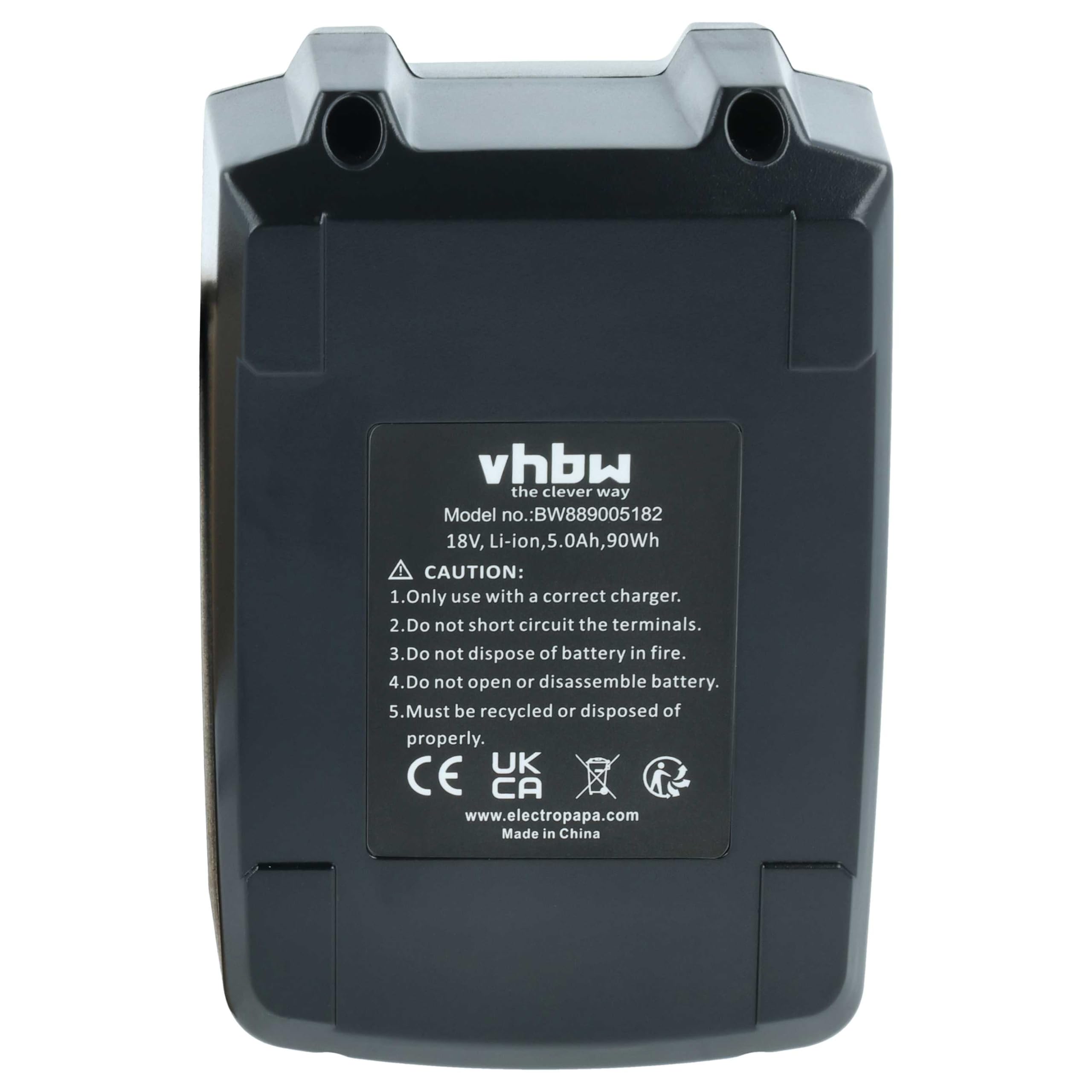 vhbw Batería Compatible con Lievers K150Li, P18Li Herramienta (5000 mAh, Li-Ion, 18 V)
