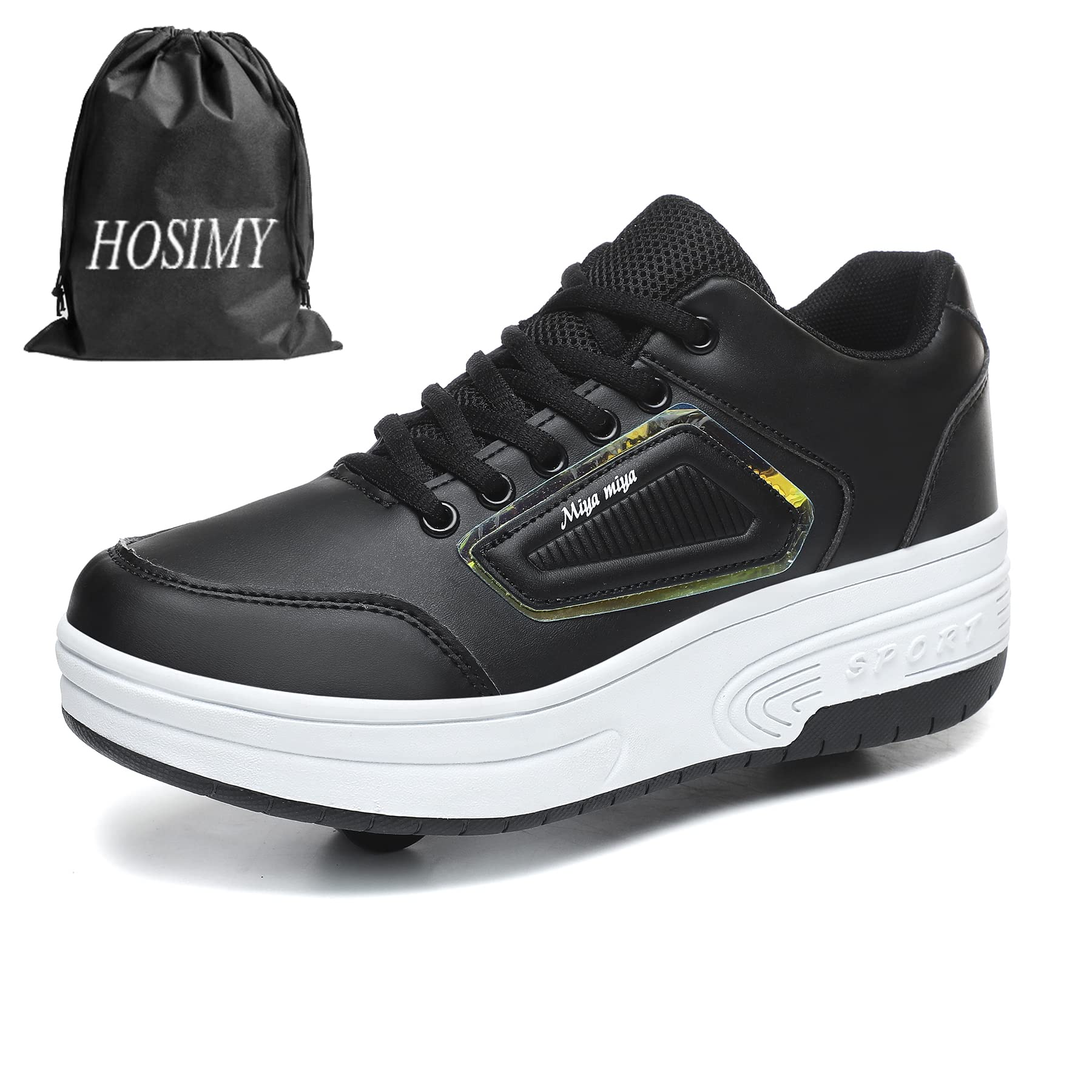 Chaussures à roulettes Fille Et Garçon Patins De Skate à roulettes Chaussures de Skateboard Outdoor Gymnastique ?Baskets Roller en Ligne Mode Poussoir Ajustable 99noir 39 EU