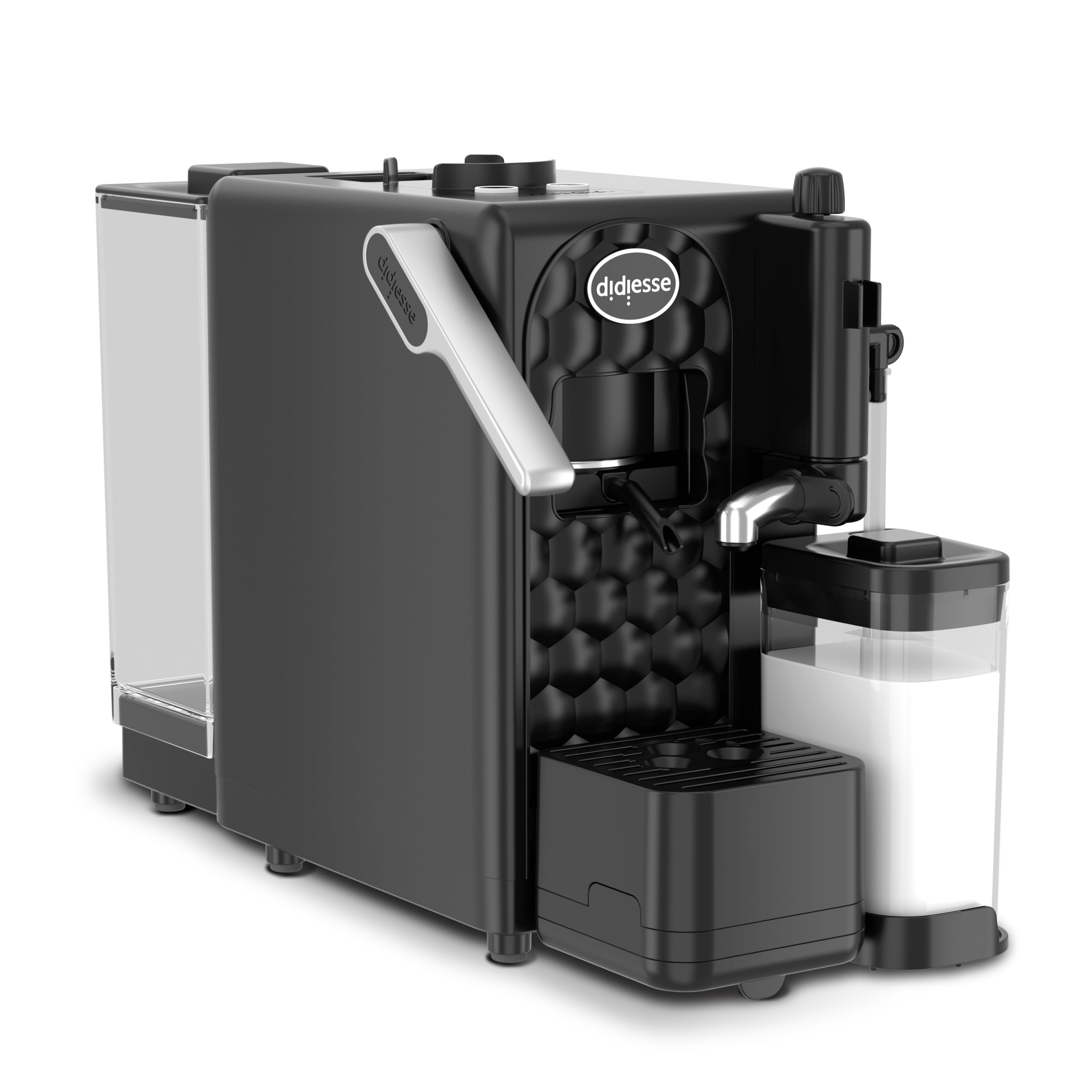 Didiesse MilkSide ekspres do kawy na wafle i gorące mleko, cappuccinator, może być używany z butelką, zbiornik na wodę 1,3 l, zużycie 1850 W, funkcja gotowości (kolor czarny)