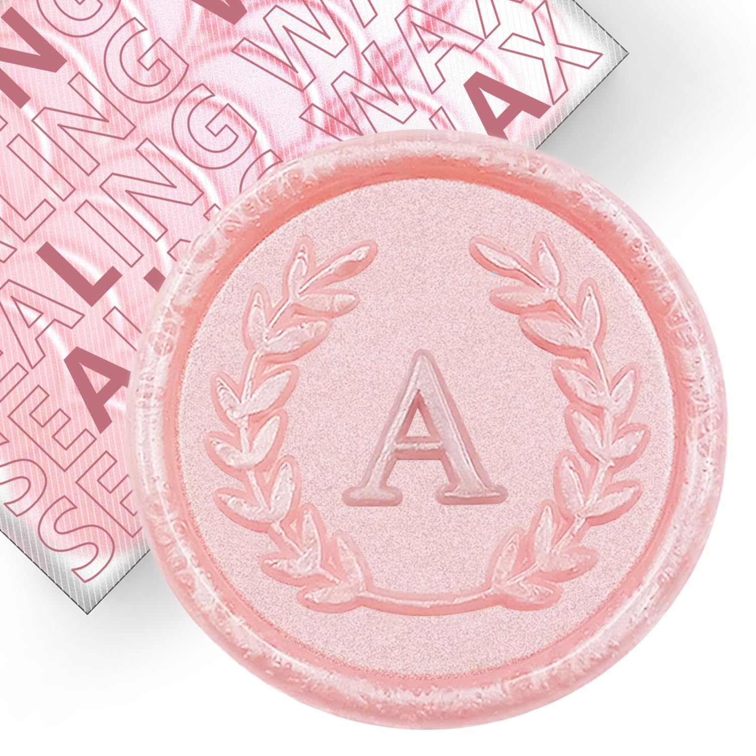 50Pcs Pink Letter A Adhesive Wax Seal Stickers, Hand-Made, No Need Seal Stamp, Tear and Use Wax Stickers for Wedding Invitations, Envelopes, Christmas Gift