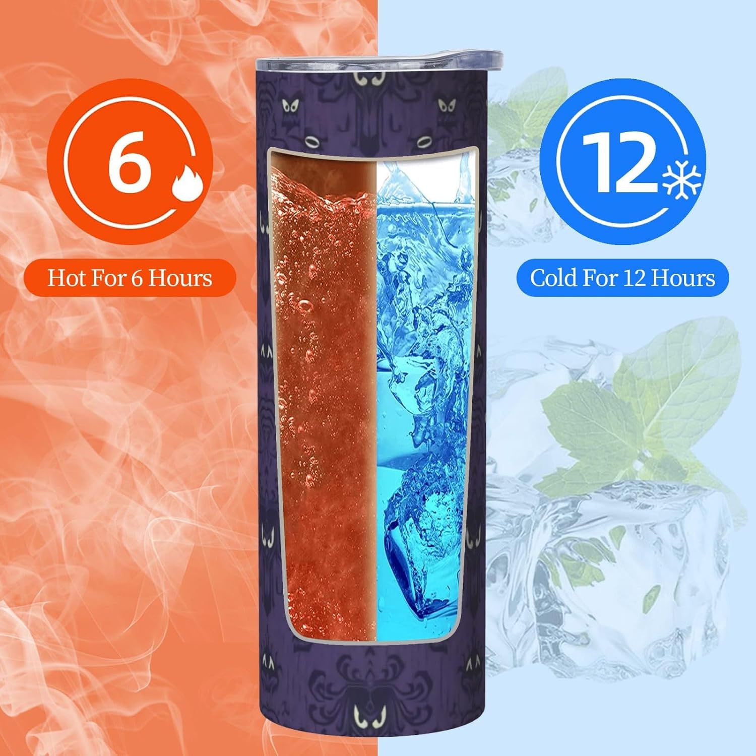 Haunted Mansion 20 oz Tumbler Stainless Steel Vacuum Insulation Travel Mug Proof Lid Water Coffee Cup Straw and Brush Included for Home Office School - Works Great for Ice Drink Hot Beverage