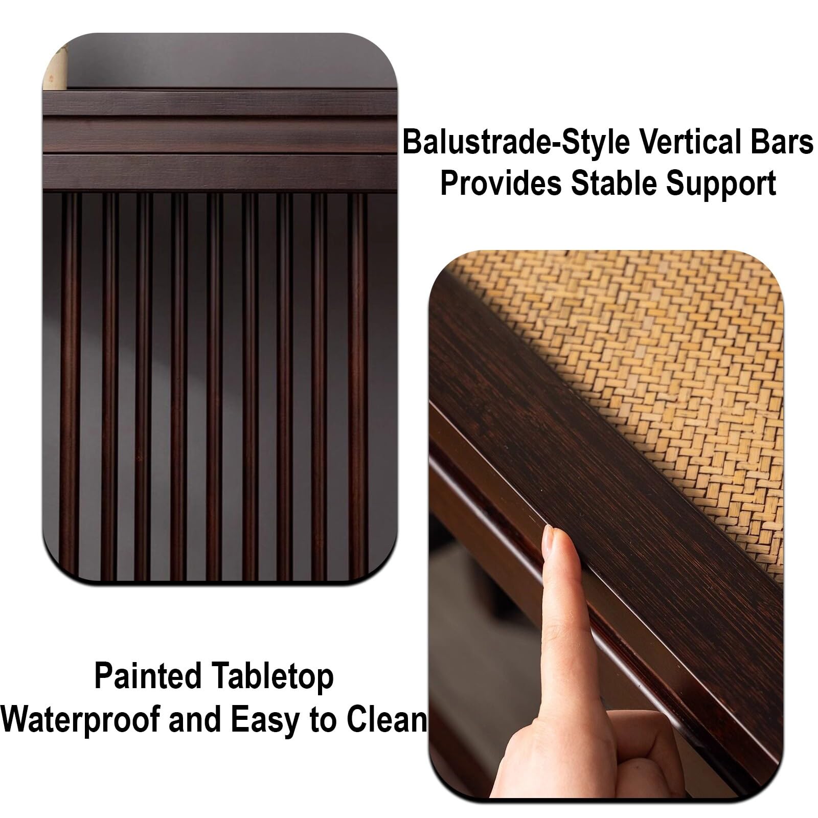 Tavolo consolle stretto – Tavolo da ingresso da 33 cm per corridoio, ingresso, atrio e soggiorno con superficie in rattan