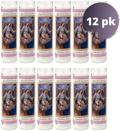 Miniatura 2 de Vela religiosa de ángel de la guarda, devocional, vigilia, novena, oración, santos, velas, blanco, 12 unidades (1 caja)