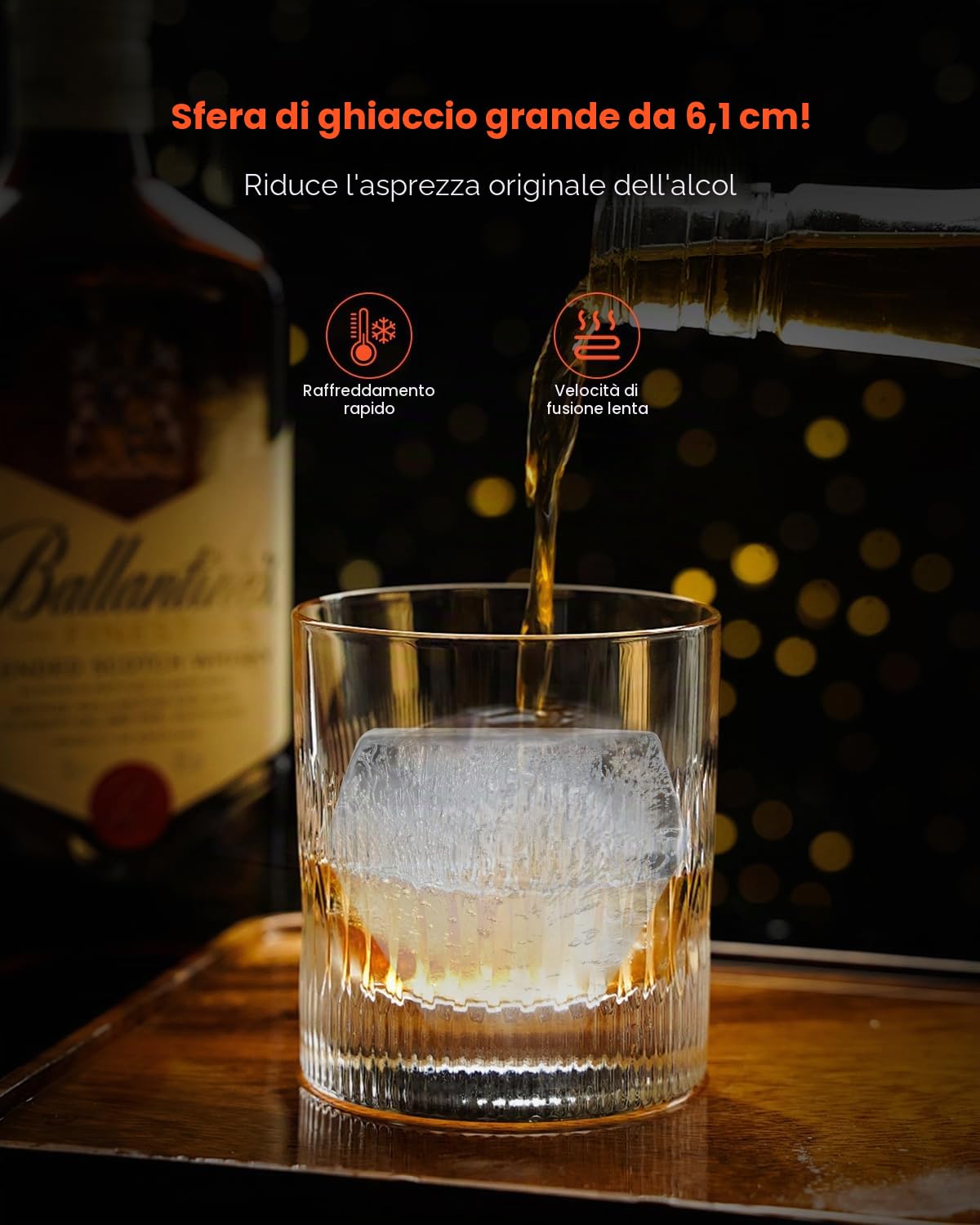 VEVOR Pressa per Cubetti di Ghiaccio 65mm, Stampo per Cubetti di Ghiaccio Rotondi in Alluminio Aeronautico, Pressa per Cubetti di Ghiaccio con Vassoio Antigoccia Pinze Bevande Cocktail Whisky Bar